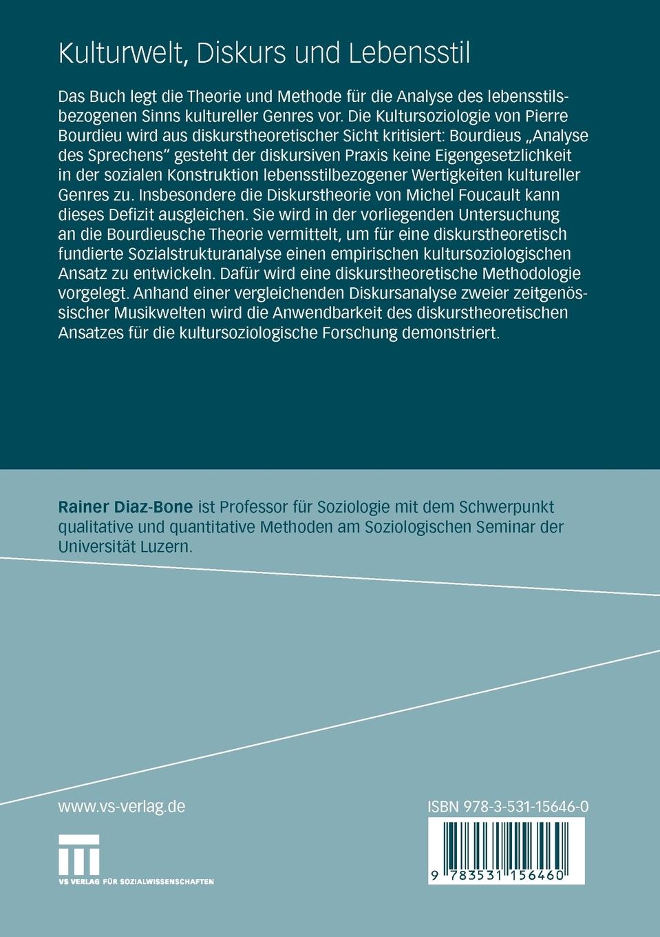 Rückseitencover Kulturwelt, Diskurs und Lebensstil