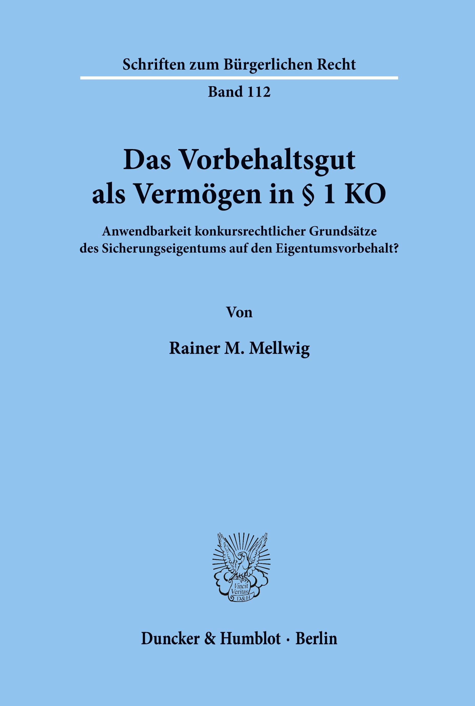Vorderes Coverbild Das Vorbehaltsgut als Vermögen in § 1 KO.