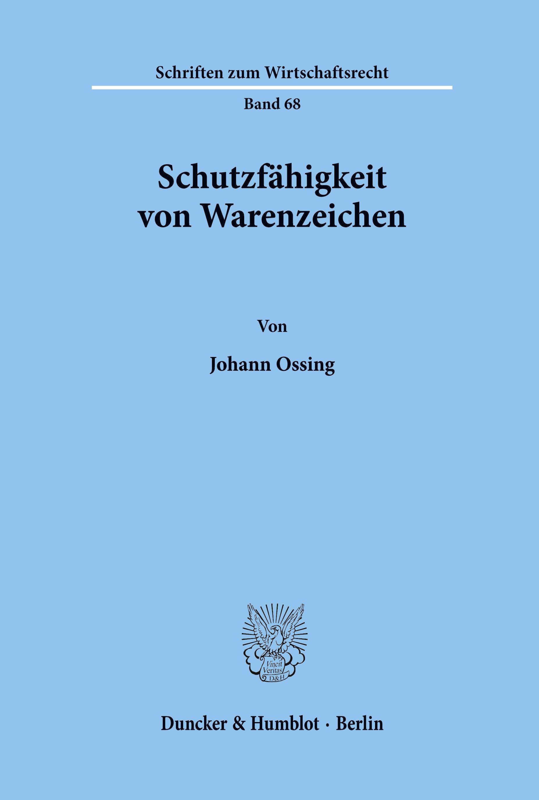 Vorderes Coverbild Schutzfähigkeit von Warenzeichen.