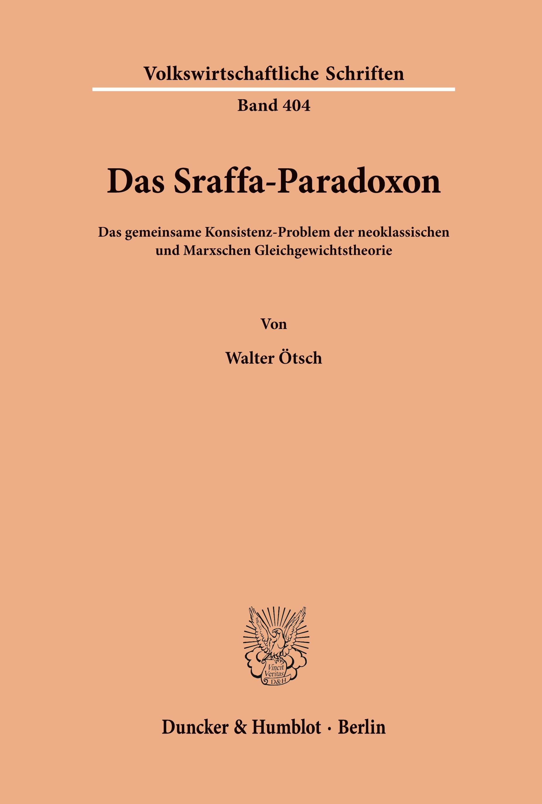 Vorderes Coverbild Das Sraffa-Paradoxon.