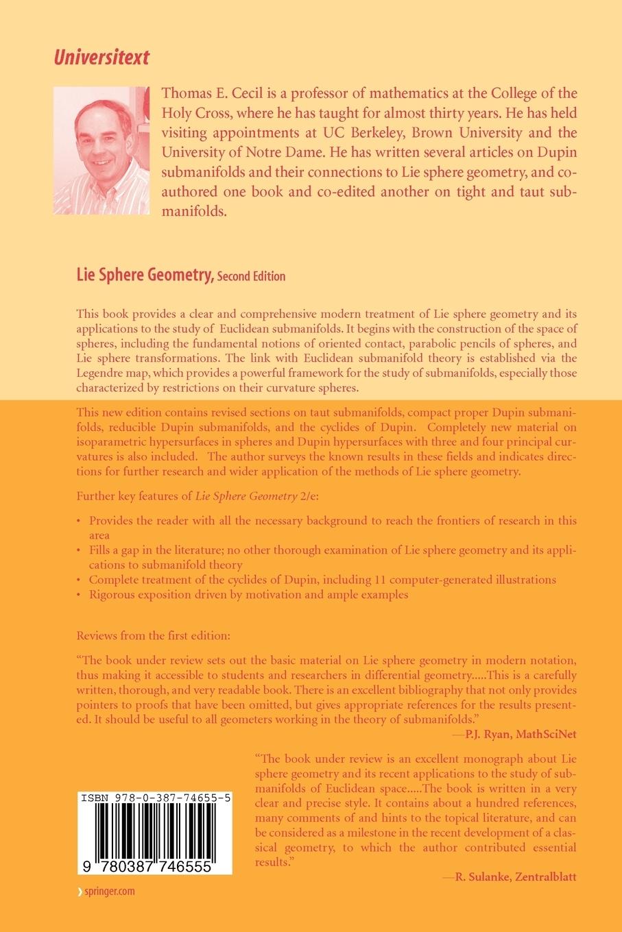 Rückseitencover Lie Sphere Geometry