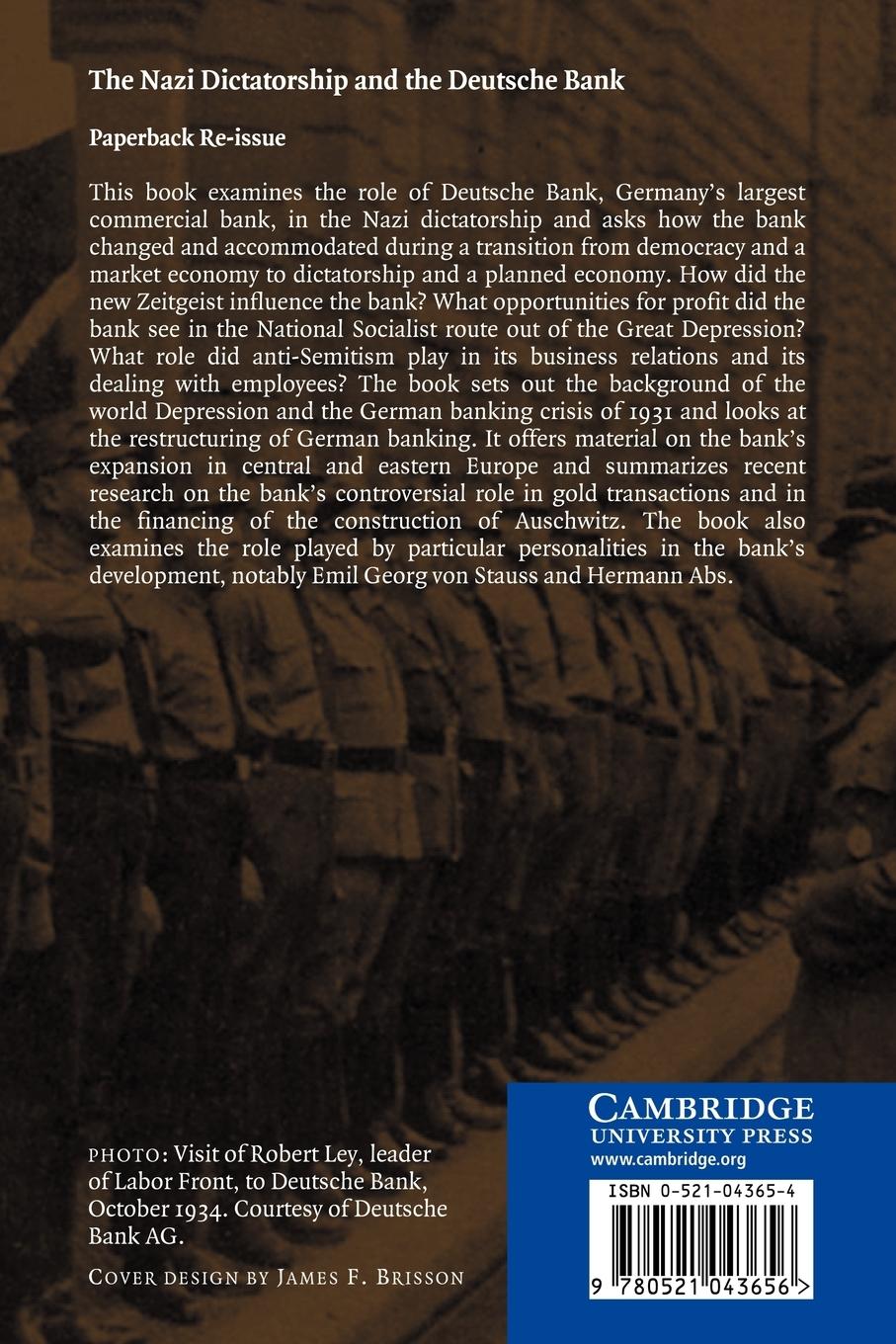 Rückseitencover The Nazi Dictatorship and the Deutsche Bank