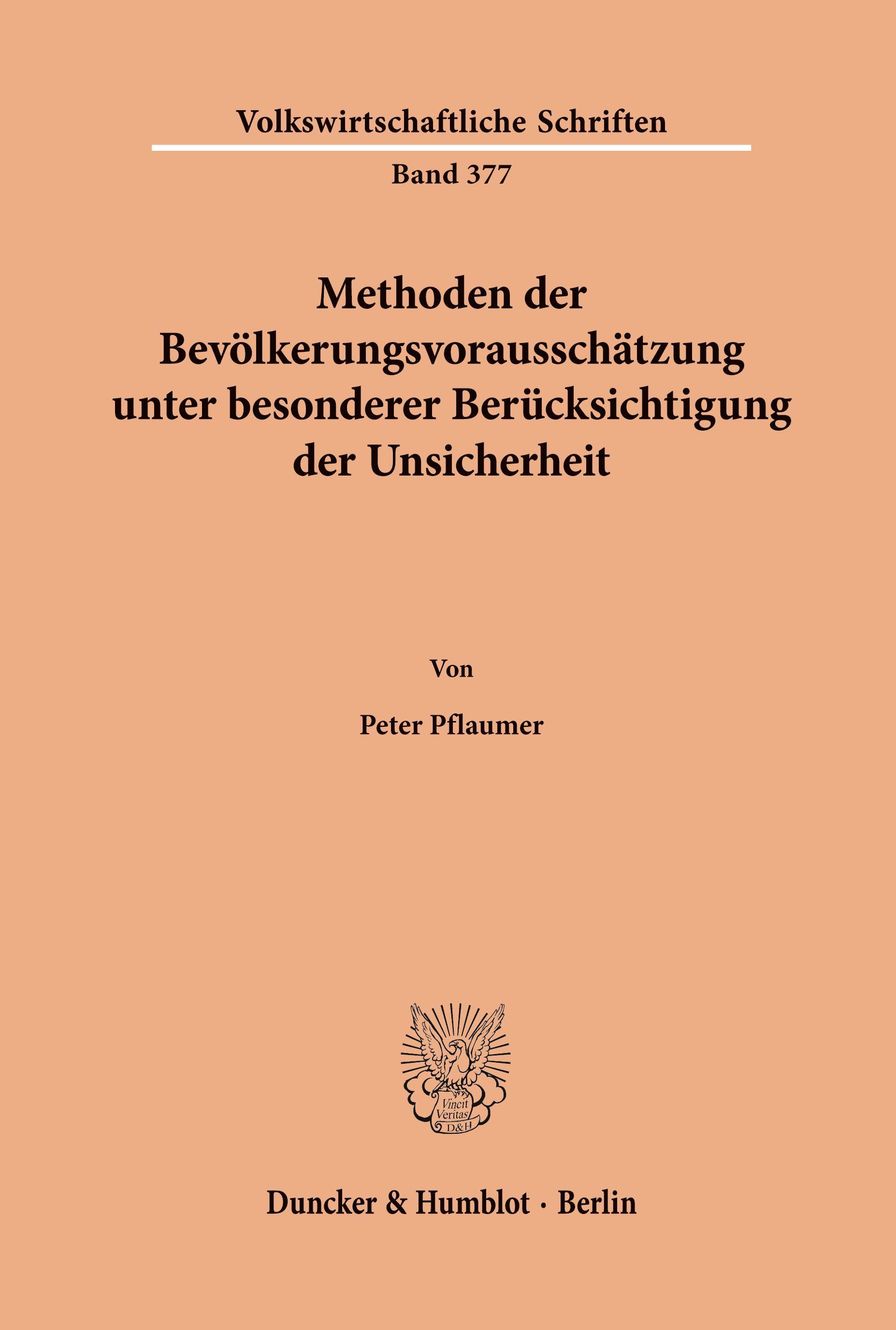 Vorderes Coverbild Methoden der Bevölkerungsvorausschätzung unter besonderer Berücksichtigung der Unsicherheit.