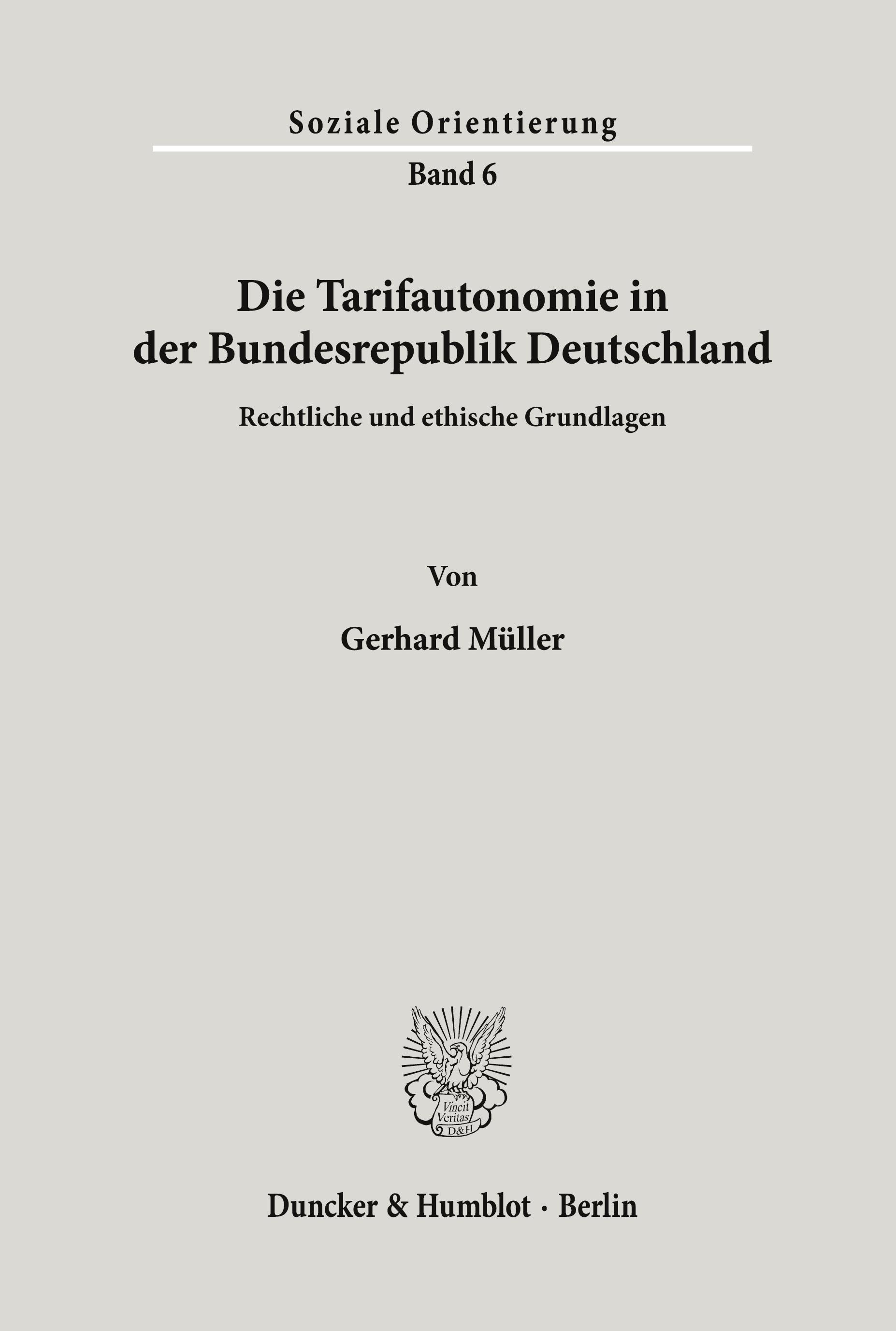 Vorderes Coverbild Die Tarifautonomie in der Bundesrepublik Deutschland.