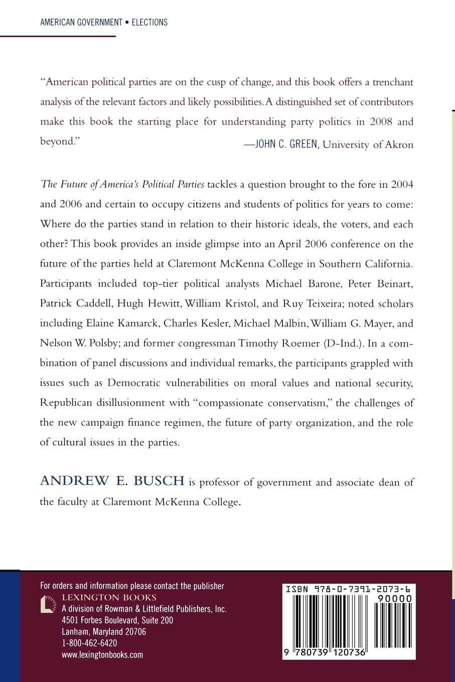 Rückseitencover Future of America's Political Parties