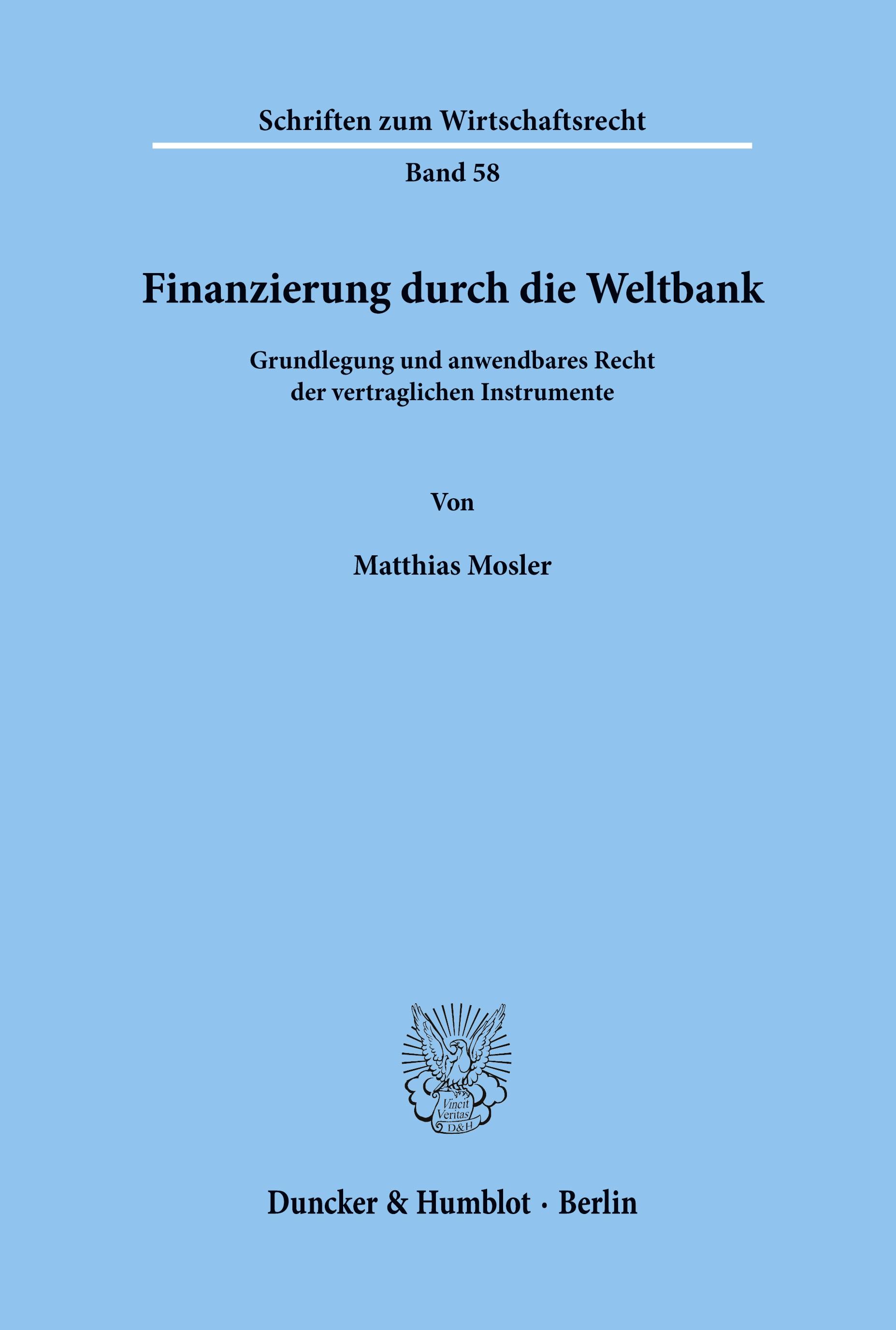 Vorderes Coverbild Finanzierung durch die Weltbank.