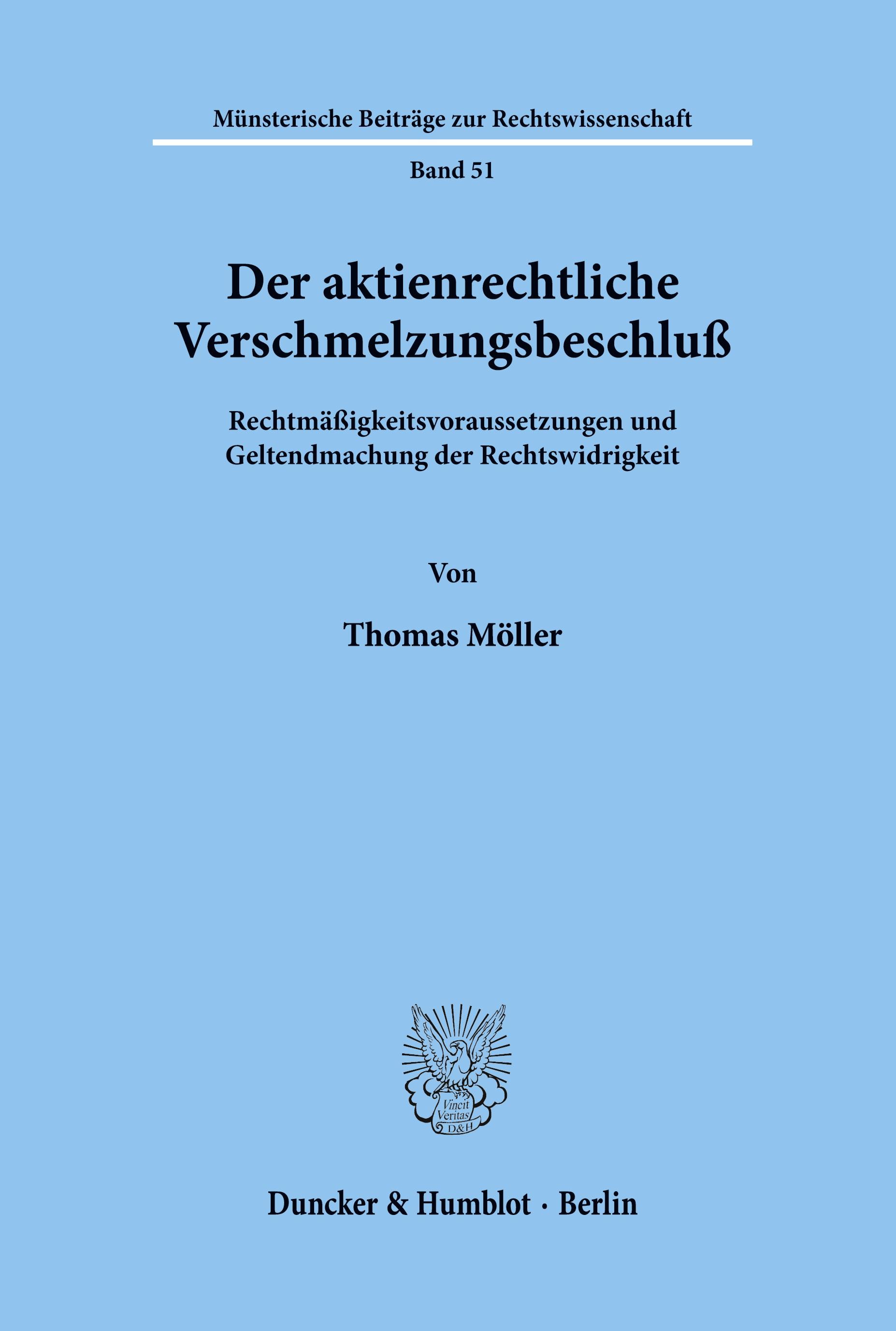 Vorderes Coverbild Der aktienrechtliche Verschmelzungsbeschluß.