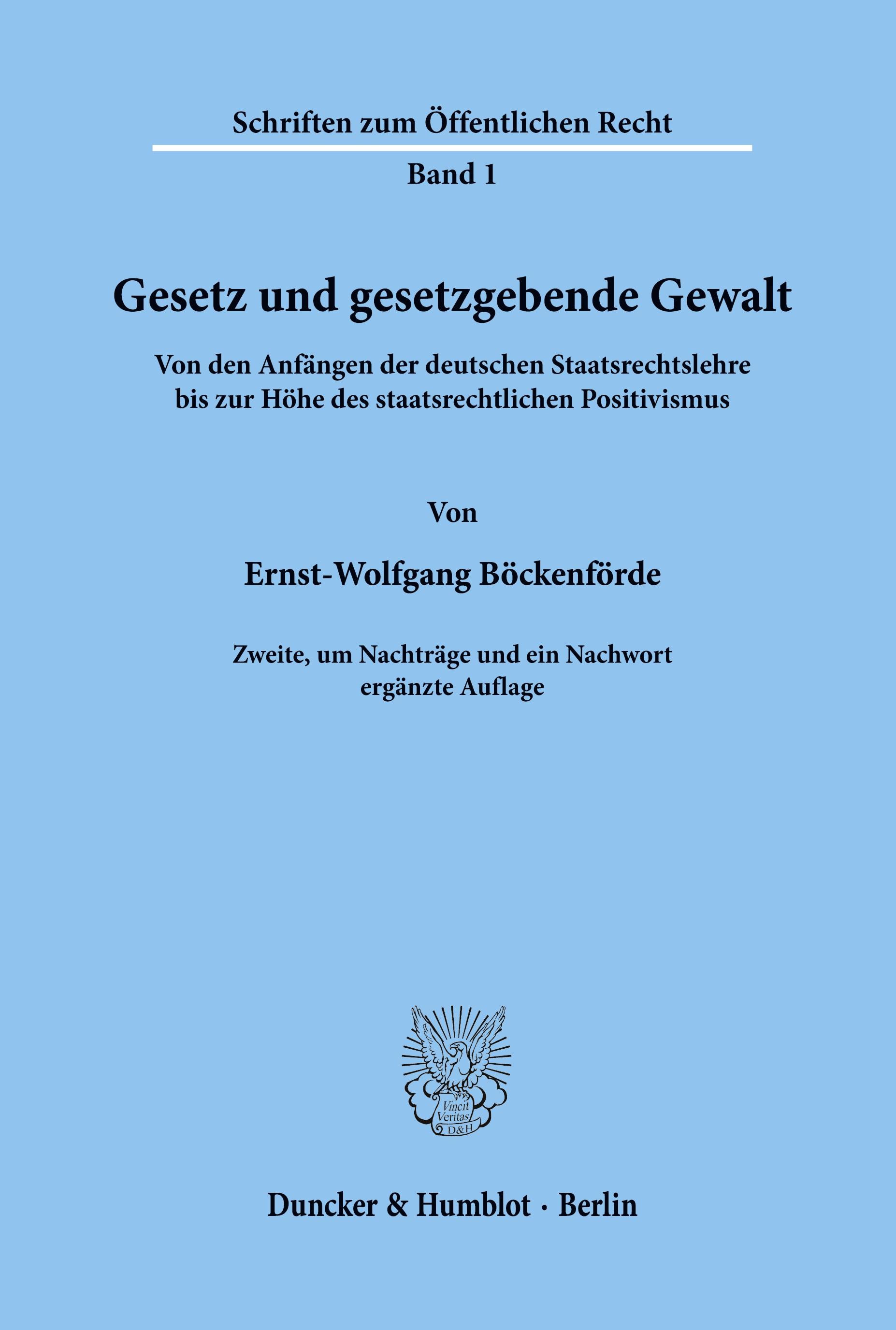 Vorderes Coverbild Gesetz und gesetzgebende Gewalt.