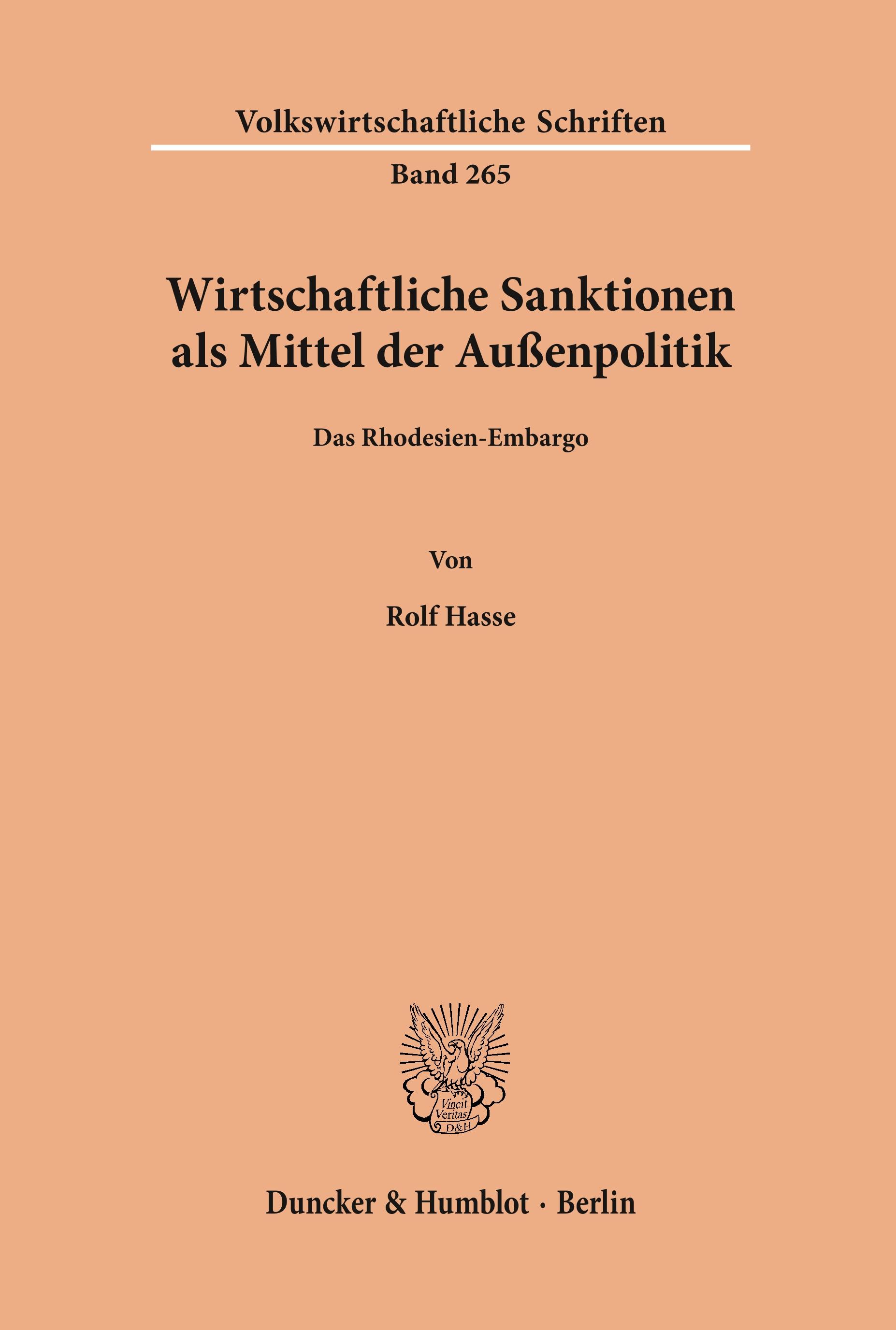 Vorderes Coverbild Wirtschaftliche Sanktionen als Mittel der Außenpolitik.
