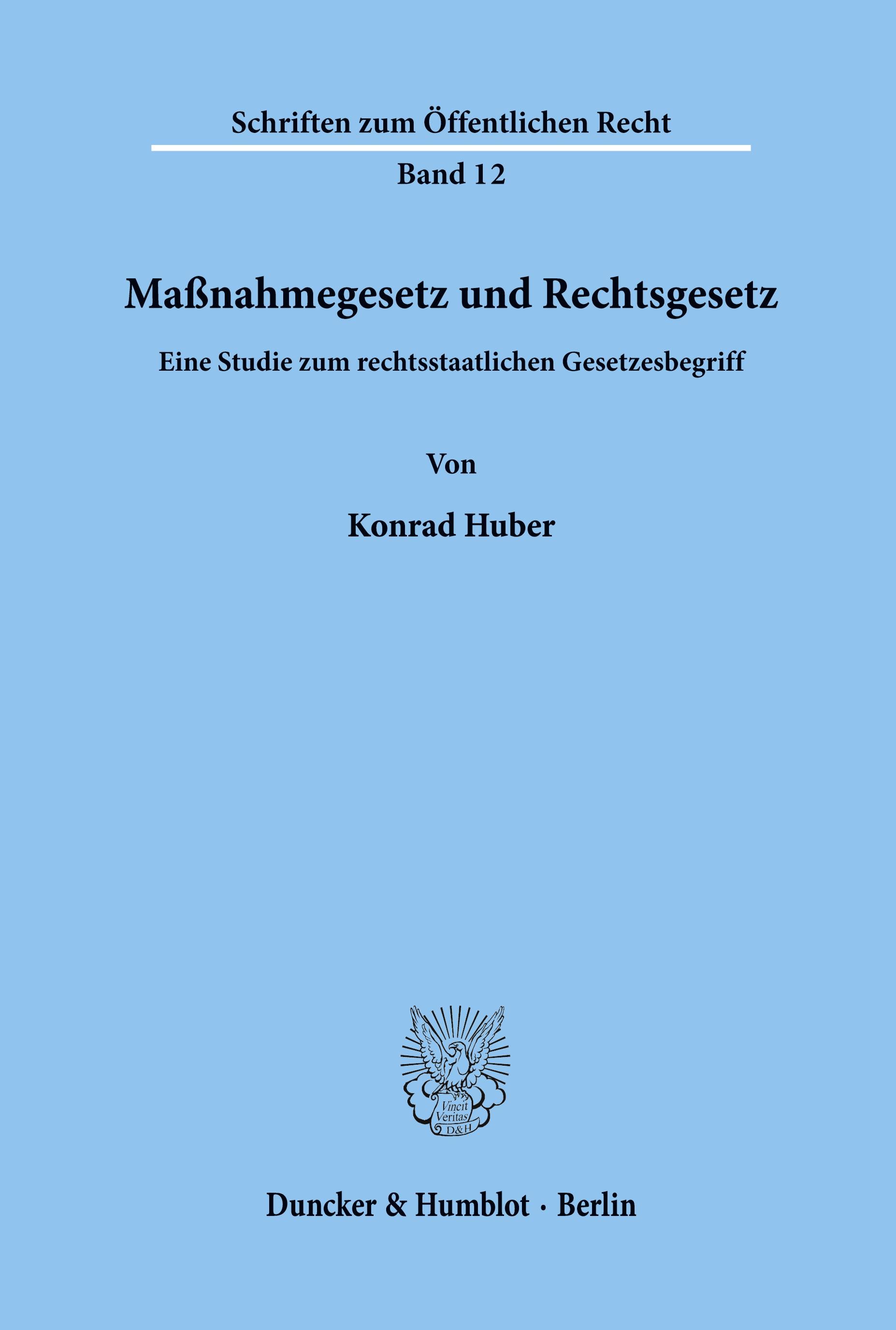 Vorderes Coverbild Maßnahmegesetz und Rechtsgesetz.