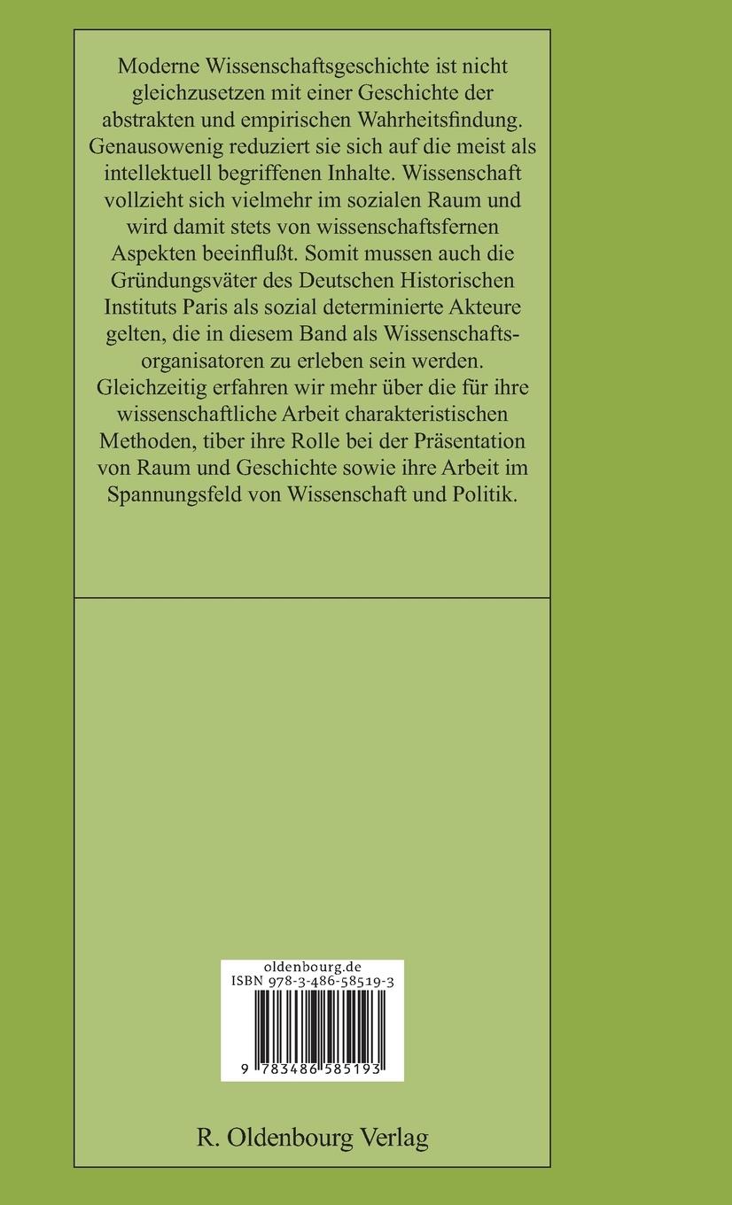 Rückseitencover Das Deutsche Historische Institut Paris und seine Gründungsväter