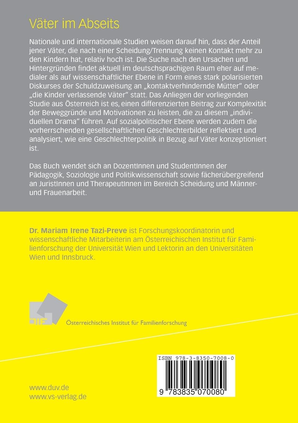 Rückseitencover Väter im Abseits