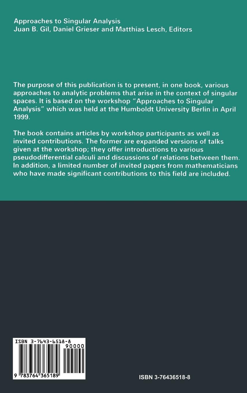 Rückseitencover Approaches to Singular Analysis