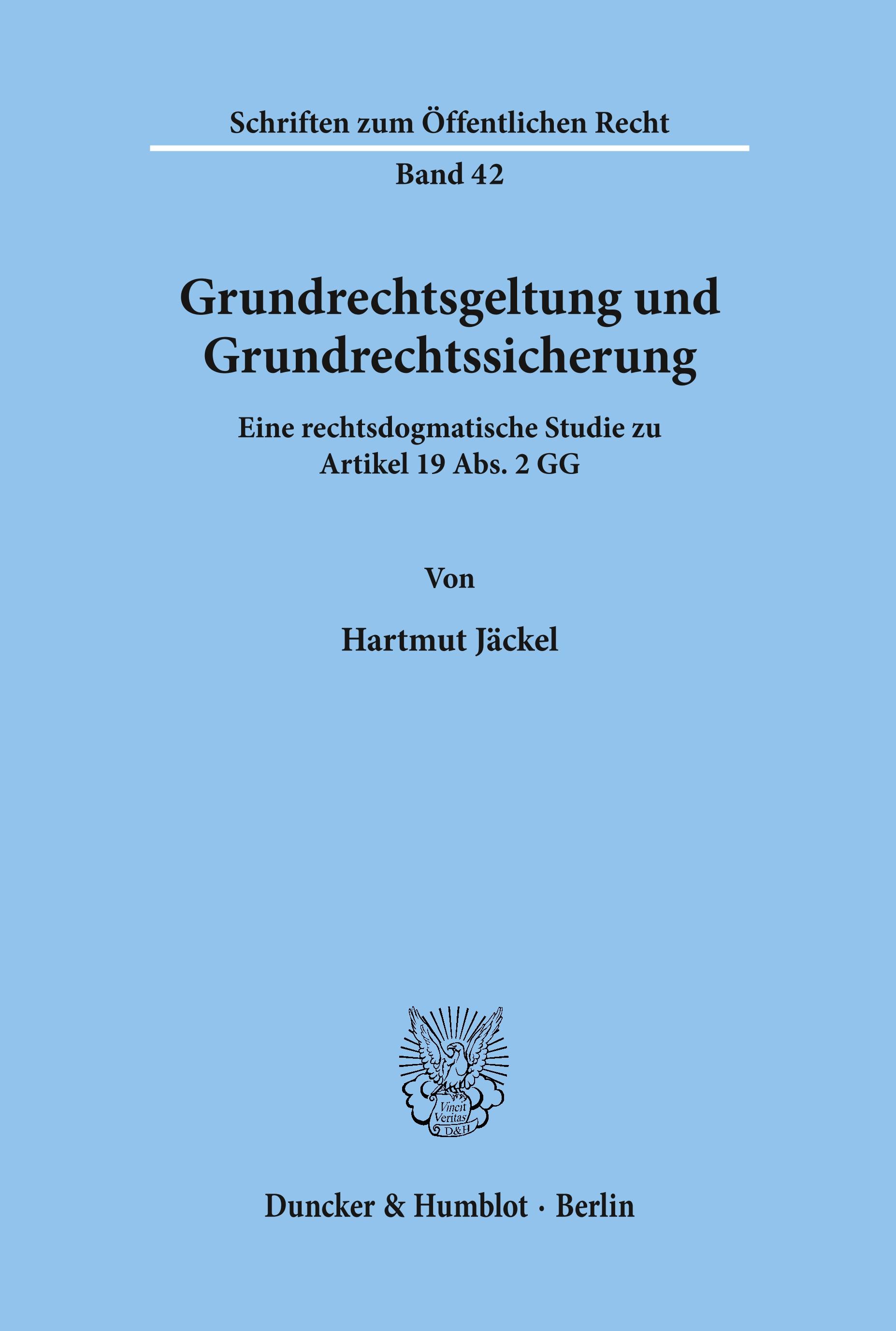 Vorderes Coverbild Grundrechtsgeltung und Grundrechtssicherung.