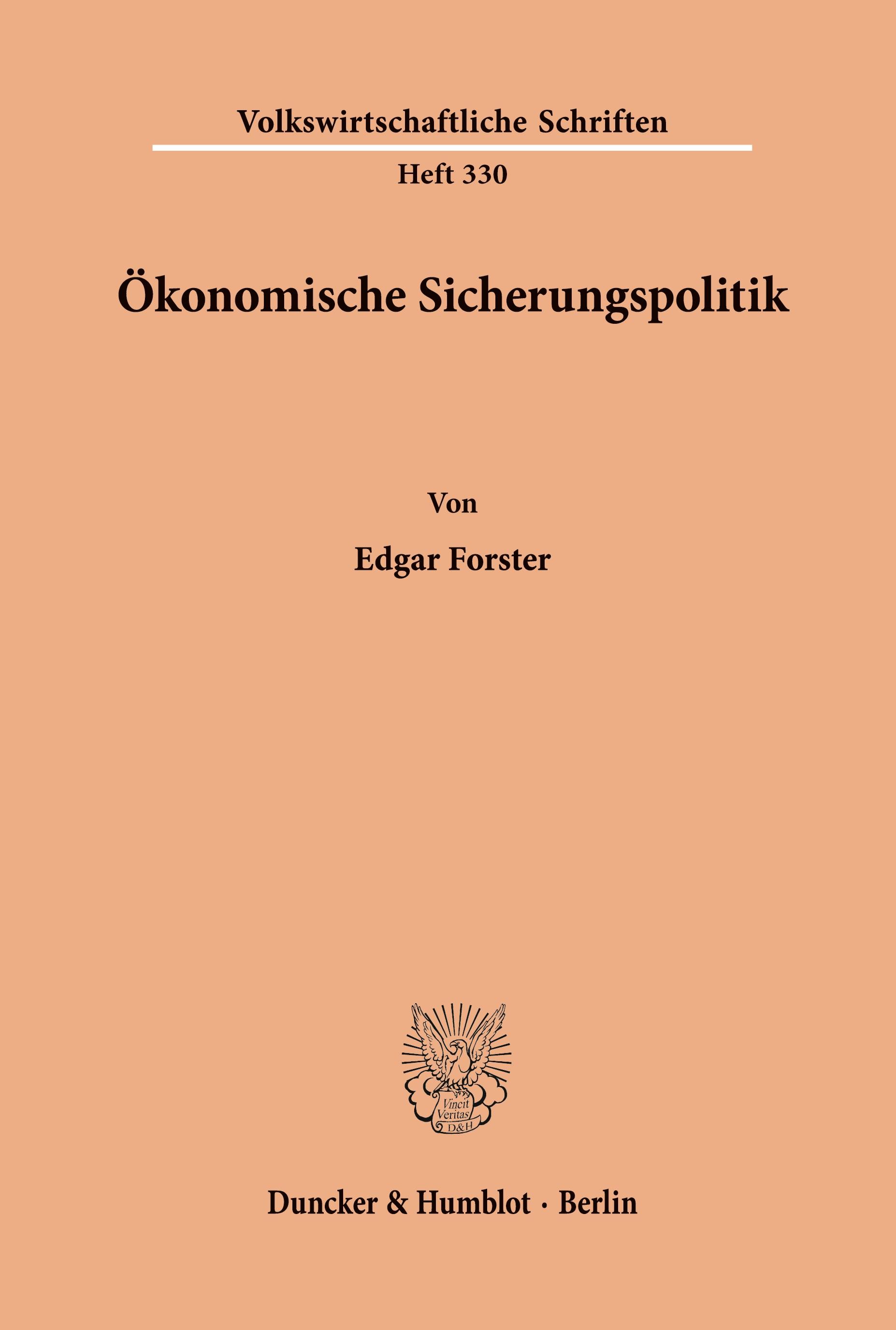 Vorderes Coverbild Ökonomische Sicherungspolitik.