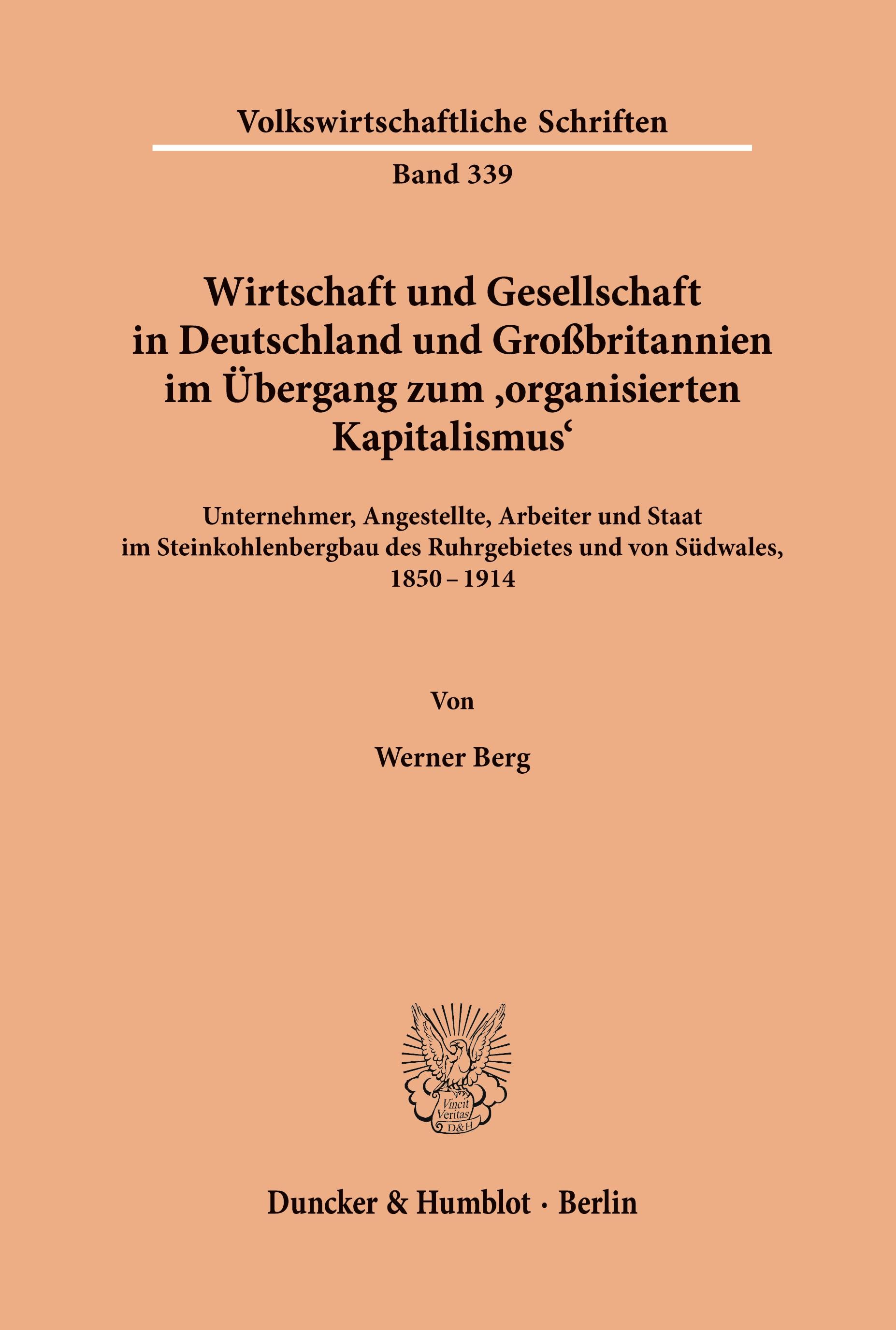 Vorderes Coverbild Wirtschaft und Gesellschaft in Deutschland und Großbritannien im Übergang zum "organisierten Kapitalismus'.