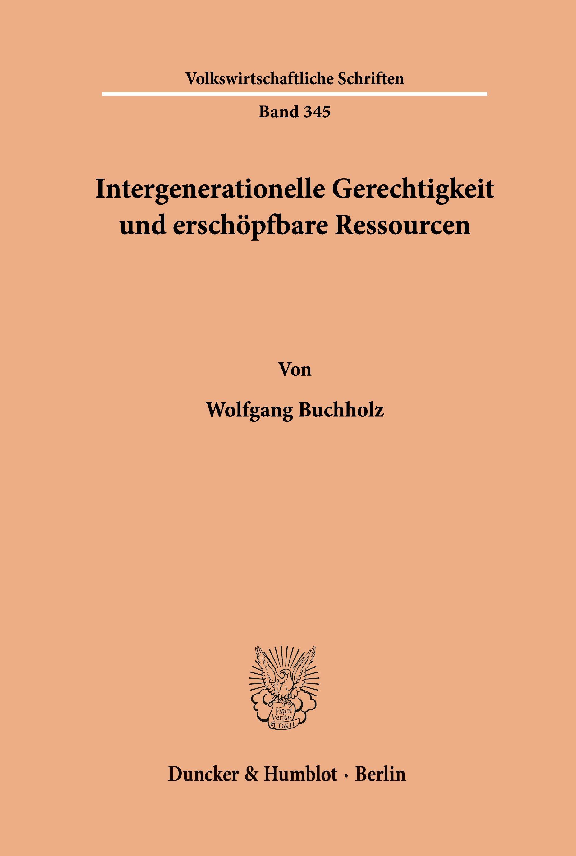 Vorderes Coverbild Intergenerationelle Gerechtigkeit und erschöpfbare Ressourcen.
