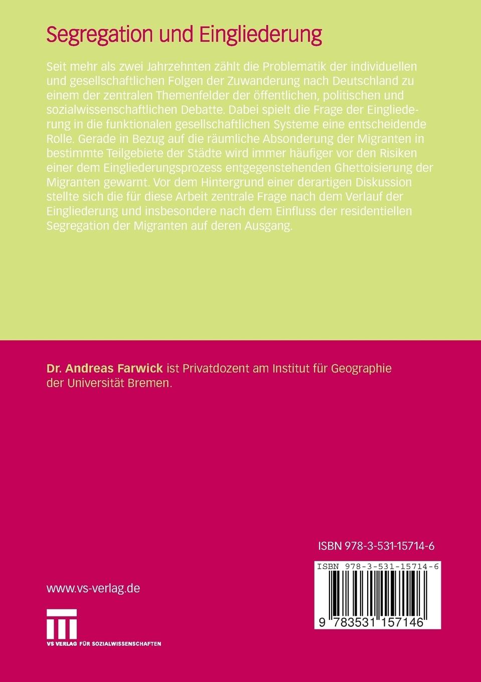 Rückseitencover Segregation und Eingliederung