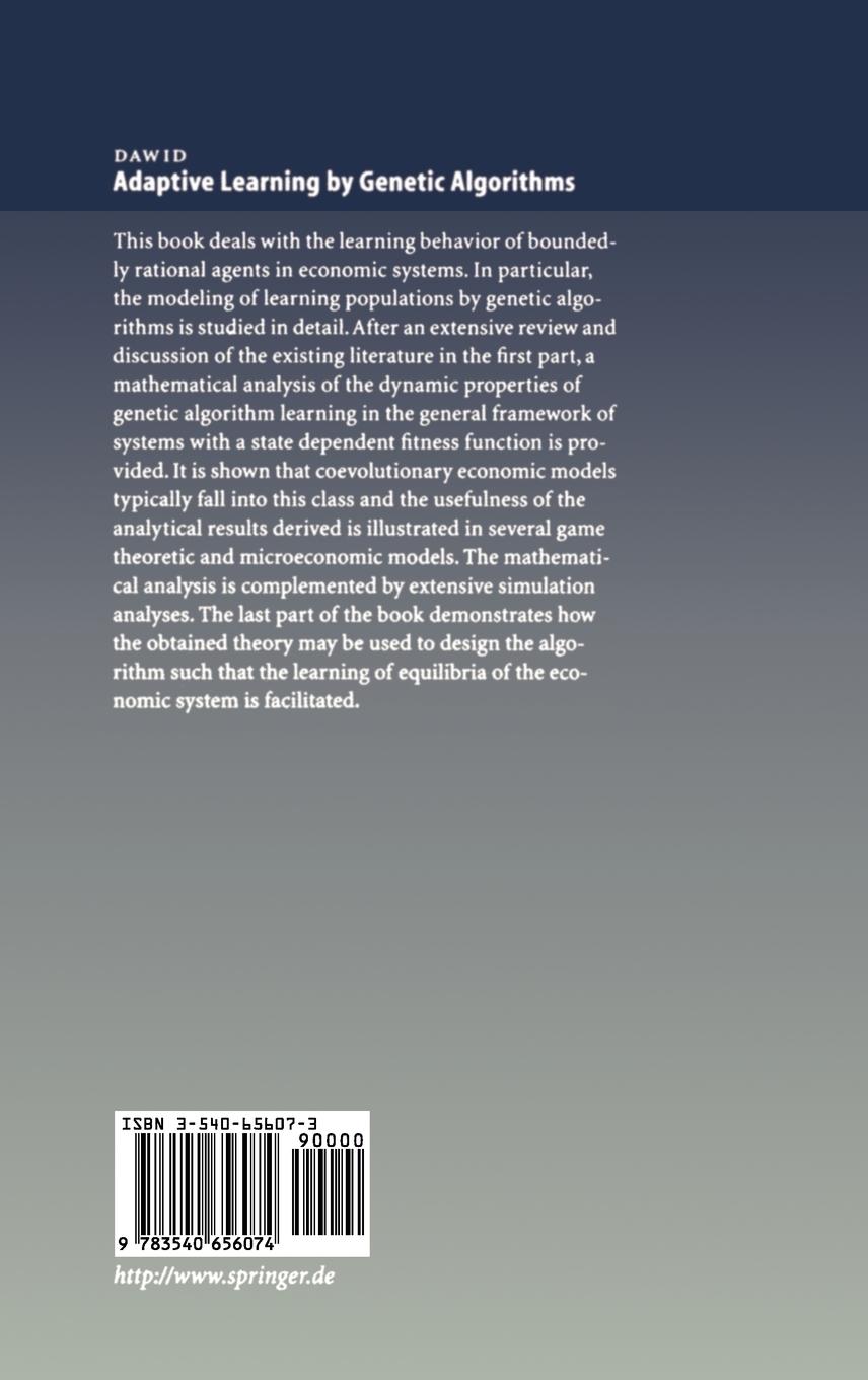 Rückseitencover Adaptive Learning by Genetic Algorithms