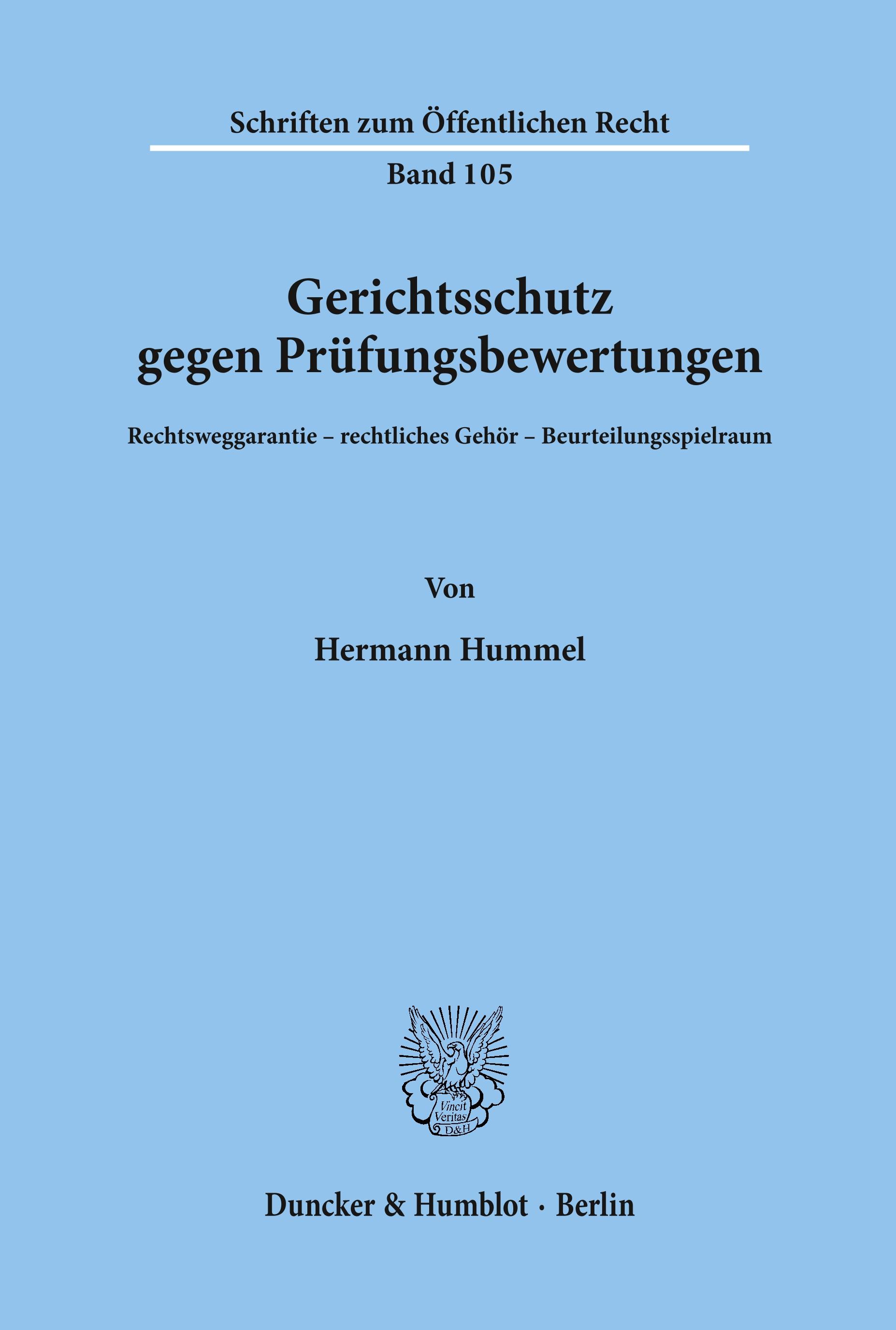 Vorderes Coverbild Gerichtsschutz gegen Prüfungsbewertungen.