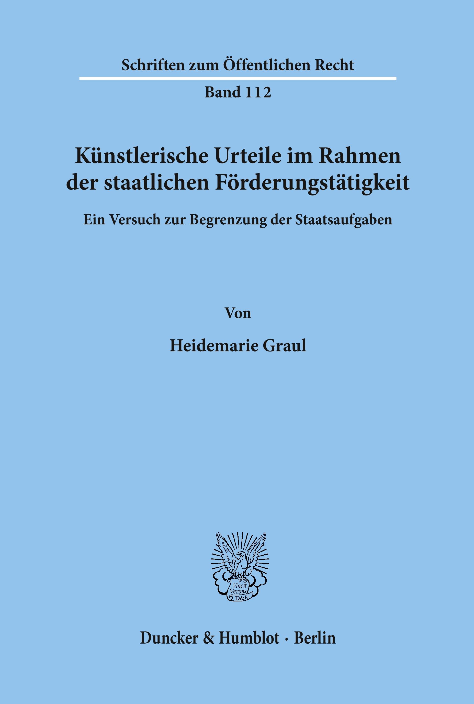 Vorderes Coverbild Künstlerische Urteile im Rahmen der staatlichen Förderungstätigkeit.