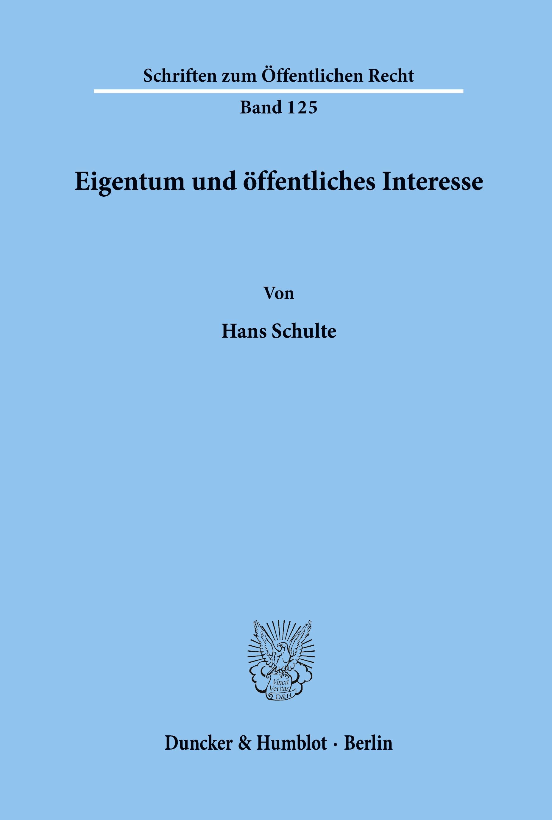 Vorderes Coverbild Eigentum und öffentliches Interesse.