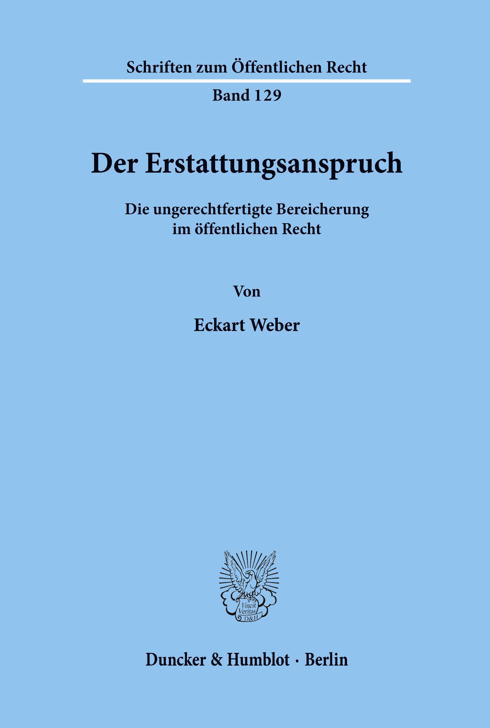 Vorderes Coverbild Der Erstattungsanspruch.