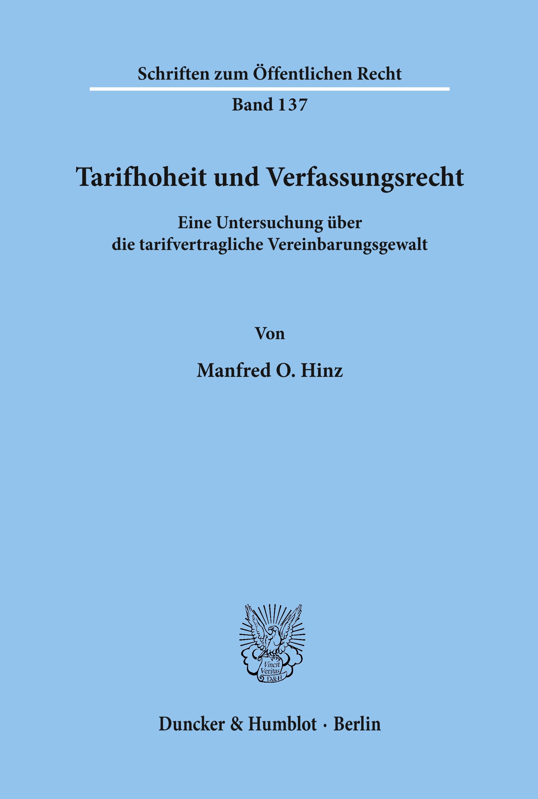 Vorderes Coverbild Tarifhoheit und Verfassungsrecht.