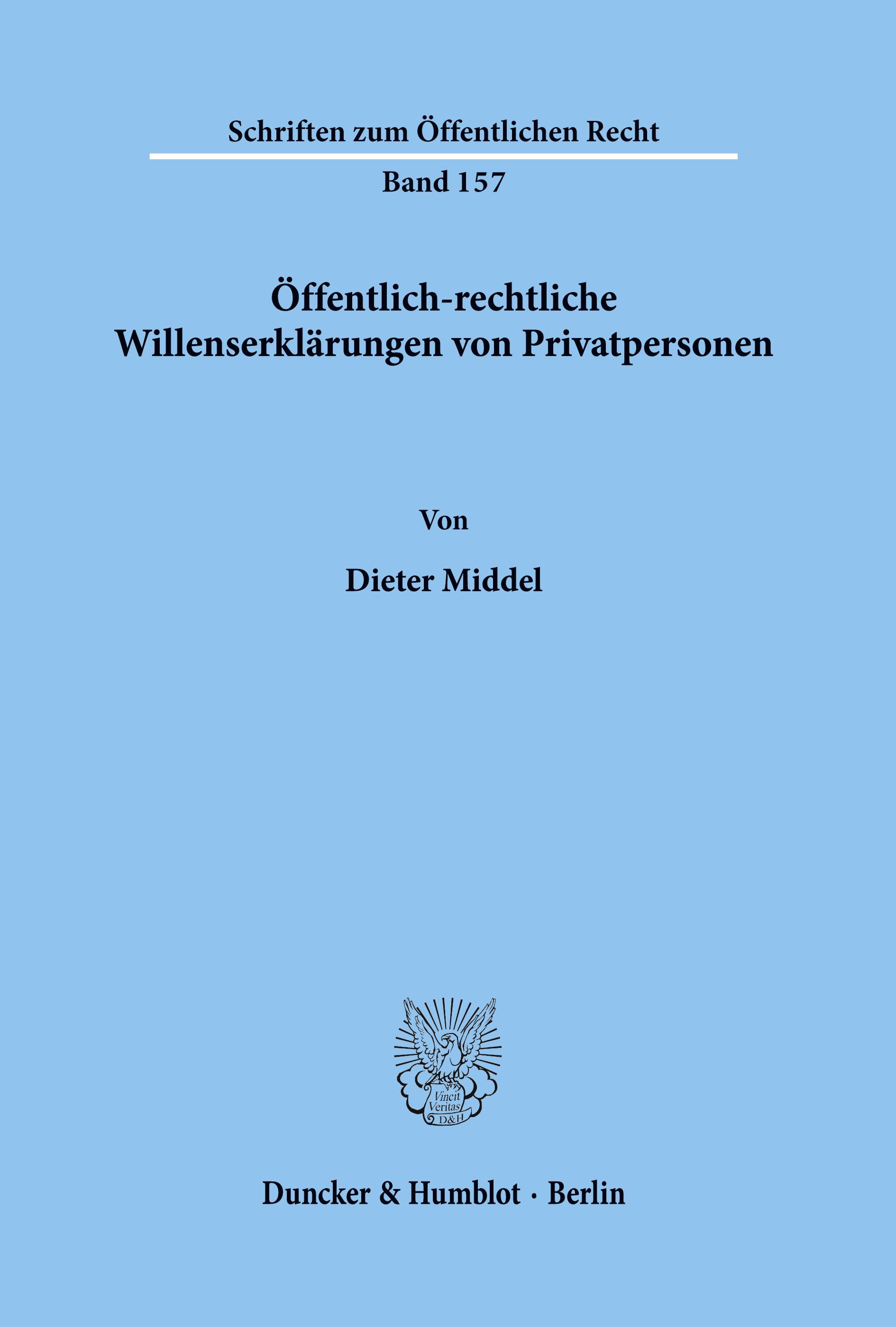 Vorderes Coverbild Öffentlich-rechtliche Willenserklärungen von Privatpersonen.