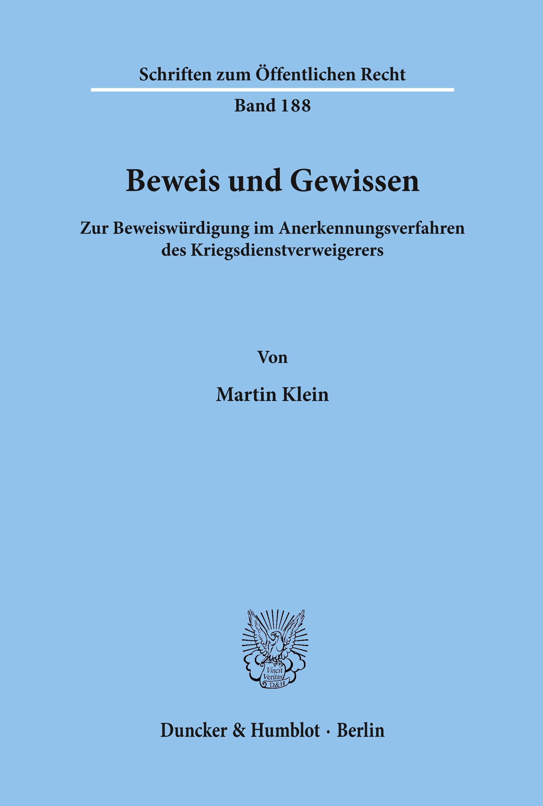 Vorderes Coverbild Beweis und Gewissen.