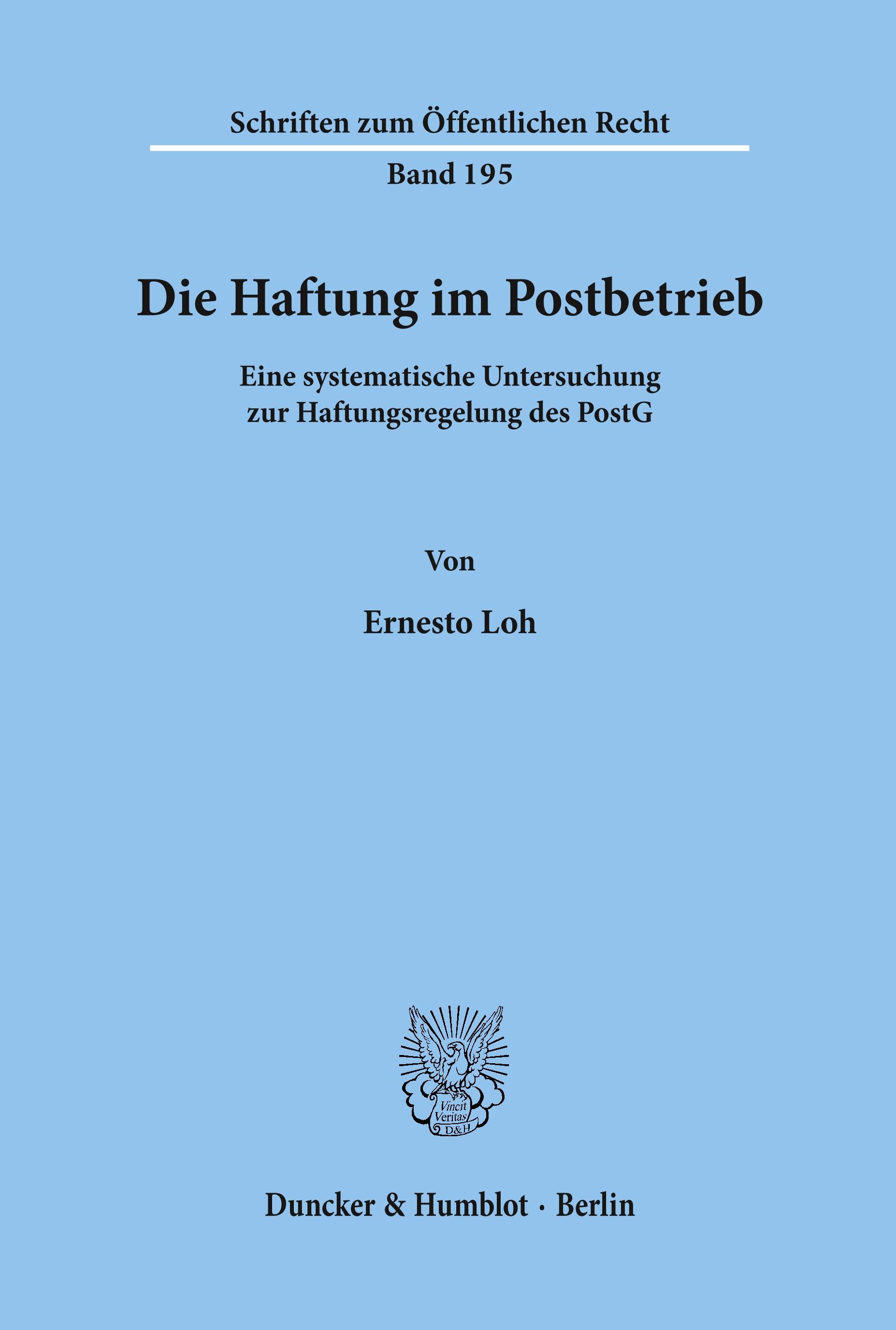 Vorderes Coverbild Die Haftung im Postbetrieb.
