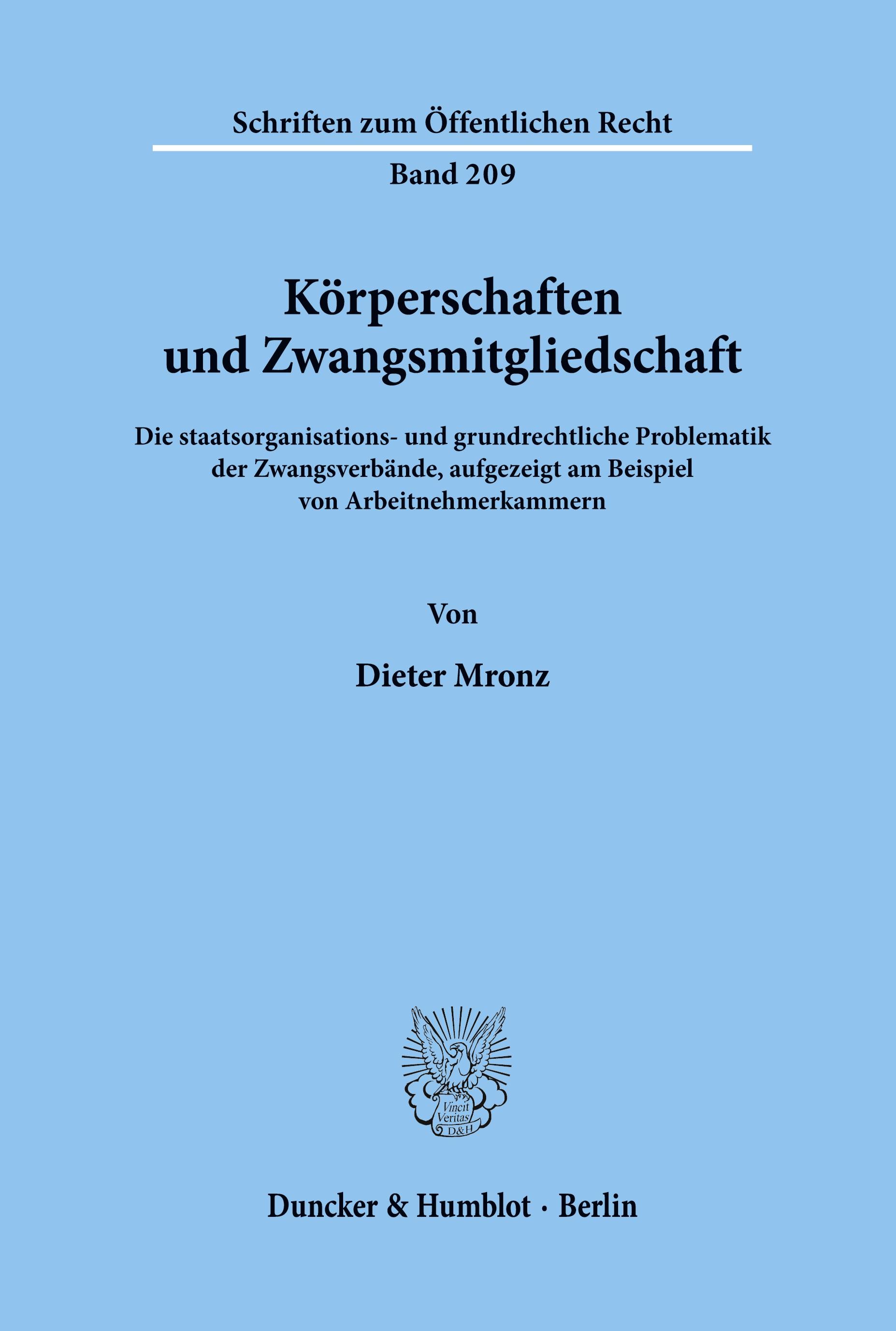 Vorderes Coverbild Körperschaften und Zwangsmitgliedschaft.