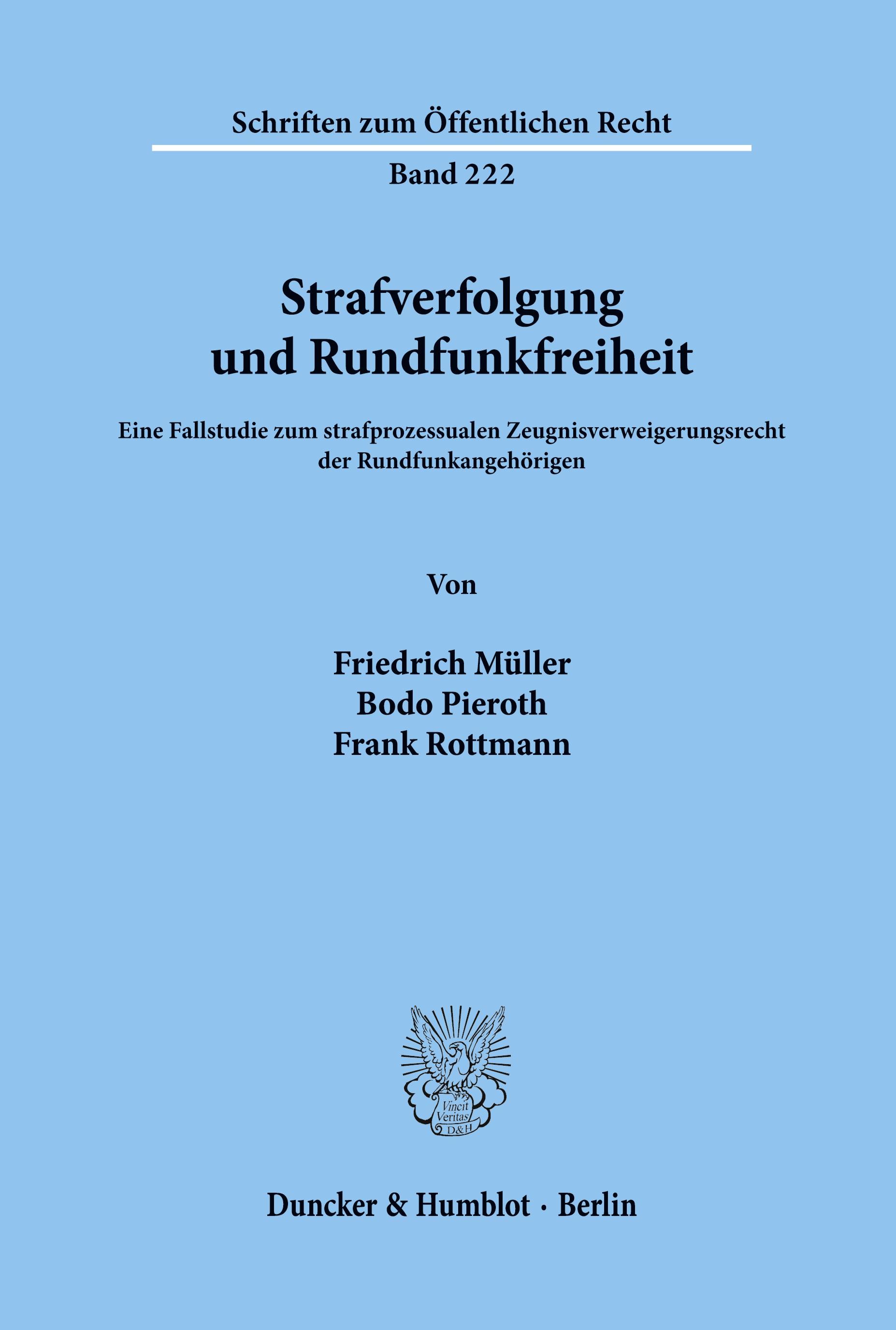 Vorderes Coverbild Strafverfolgung und Rundfunkfreiheit.
