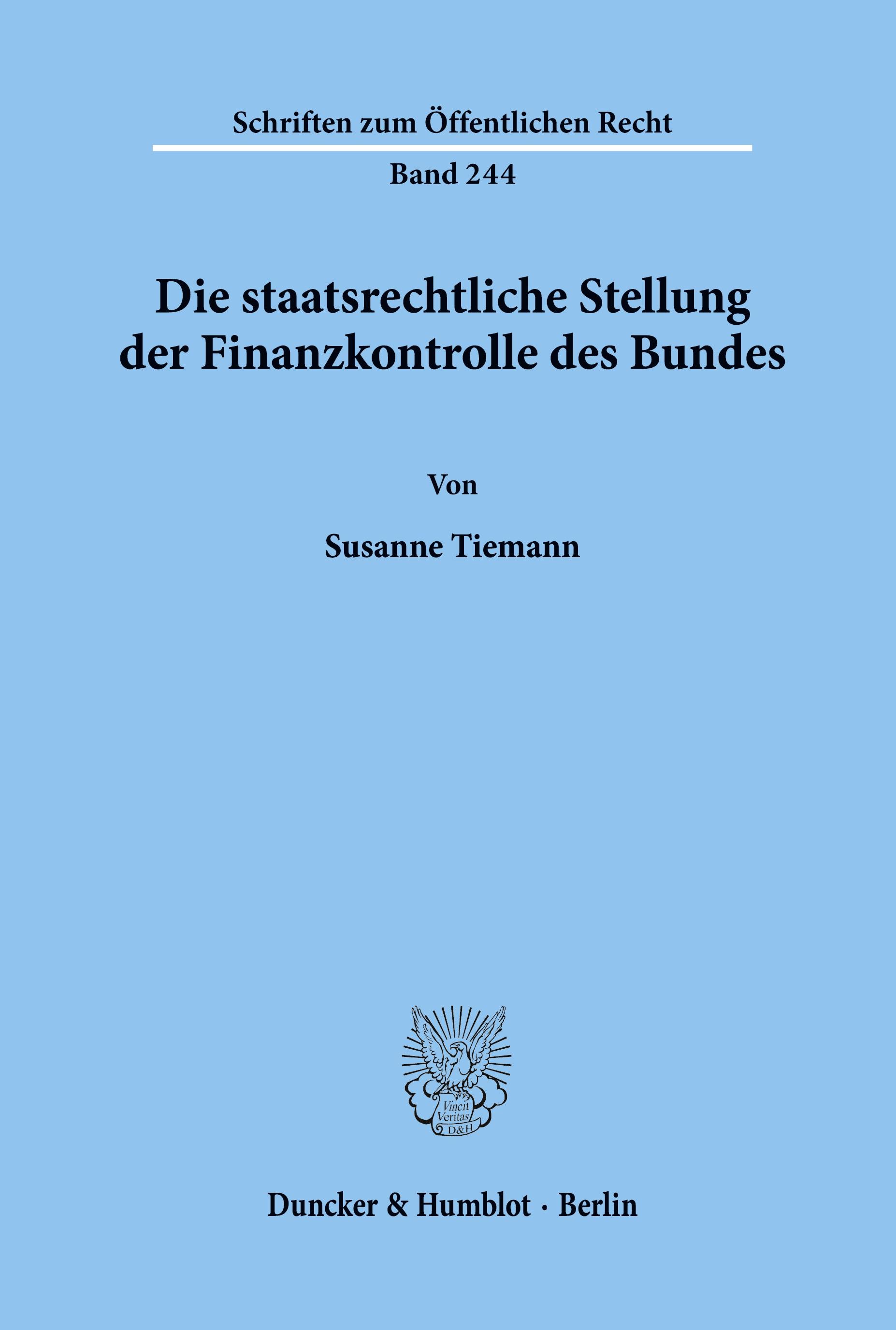 Vorderes Coverbild Die staatsrechtliche Stellung der Finanzkontrolle des Bundes.