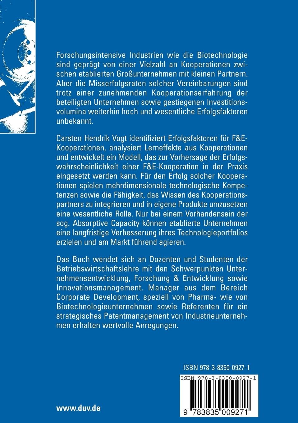 Rückseitencover Erfolg strategischer F&E-Kooperationen