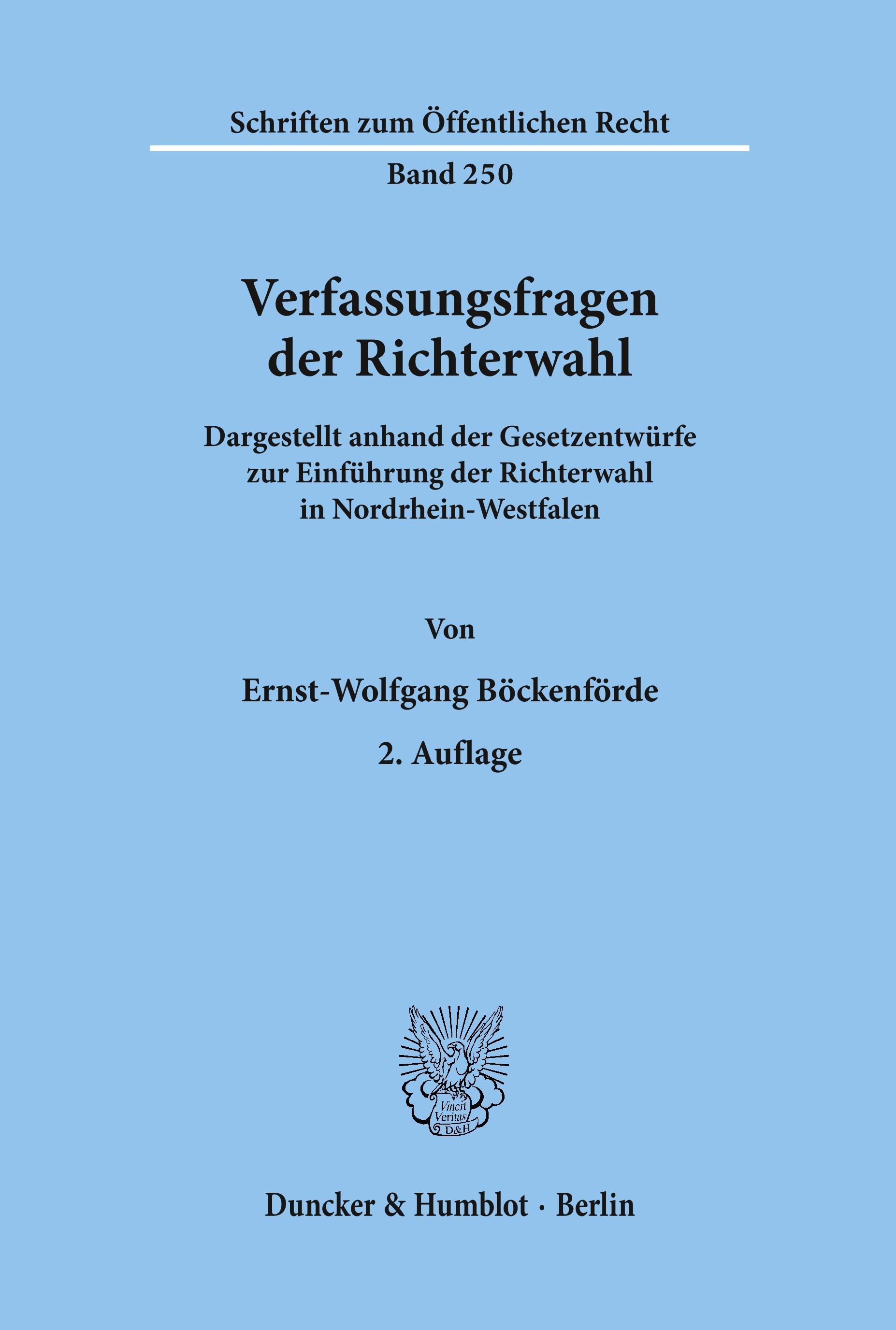 Vorderes Coverbild Verfassungsfragen der Richterwahl.