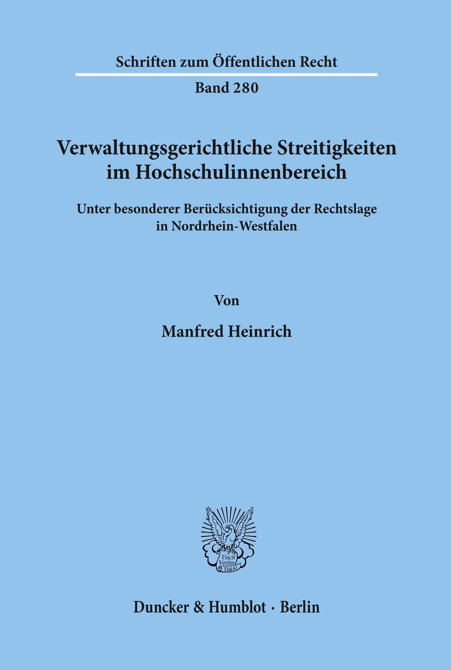 Vorderes Coverbild Verwaltungsgerichtliche Streitigkeiten im Hochschulinnenbereich,