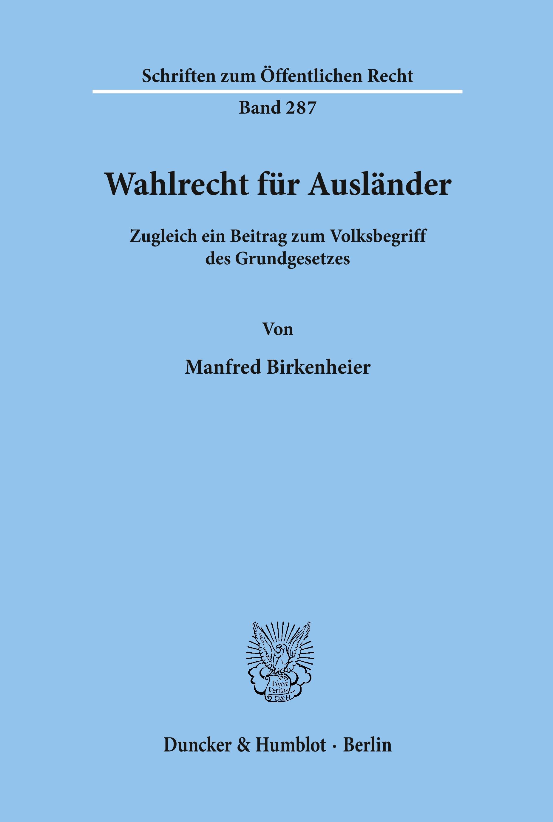Vorderes Coverbild Wahlrecht für Ausländer.