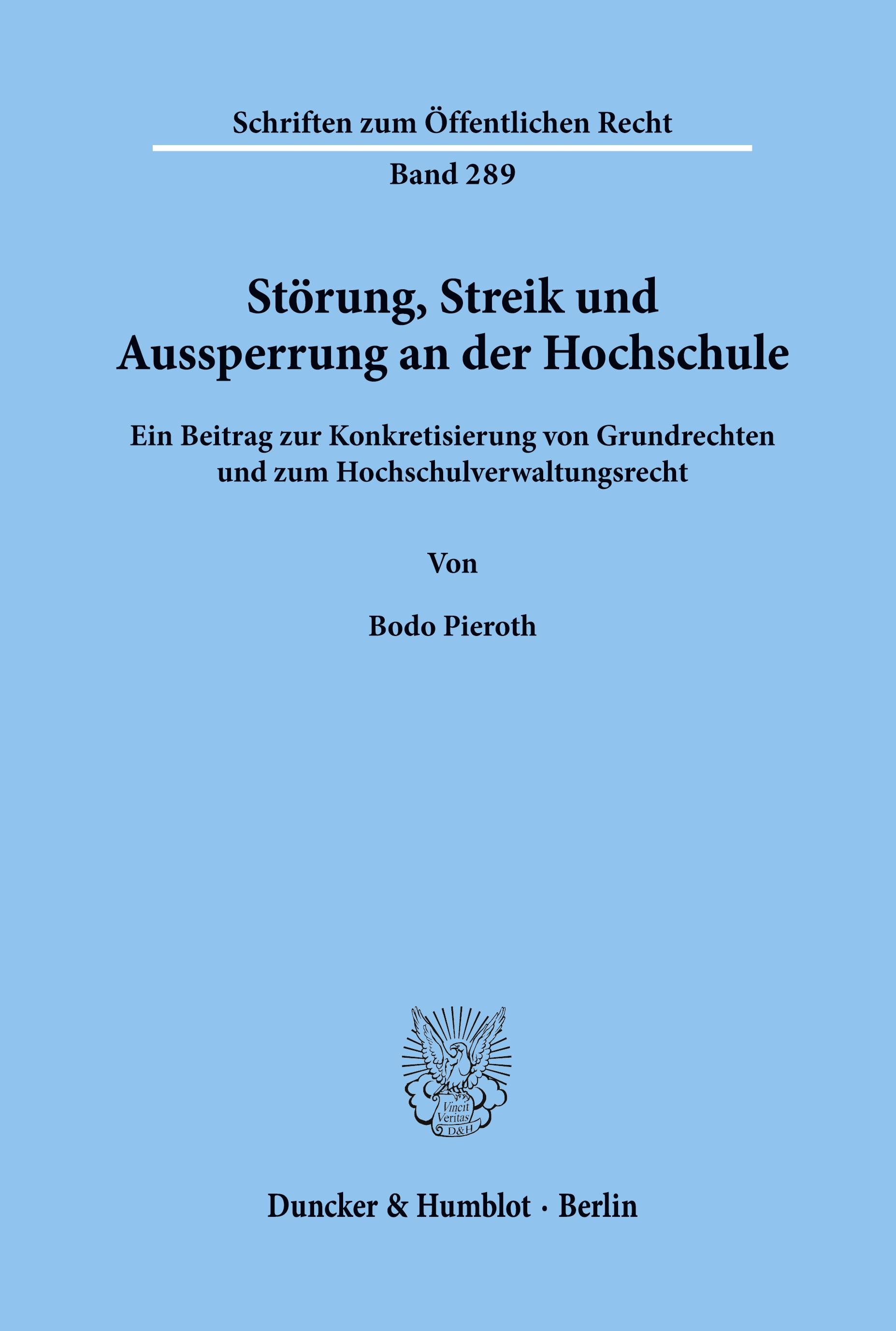 Vorderes Coverbild Störung, Streik und Aussperrung an der Hochschule.