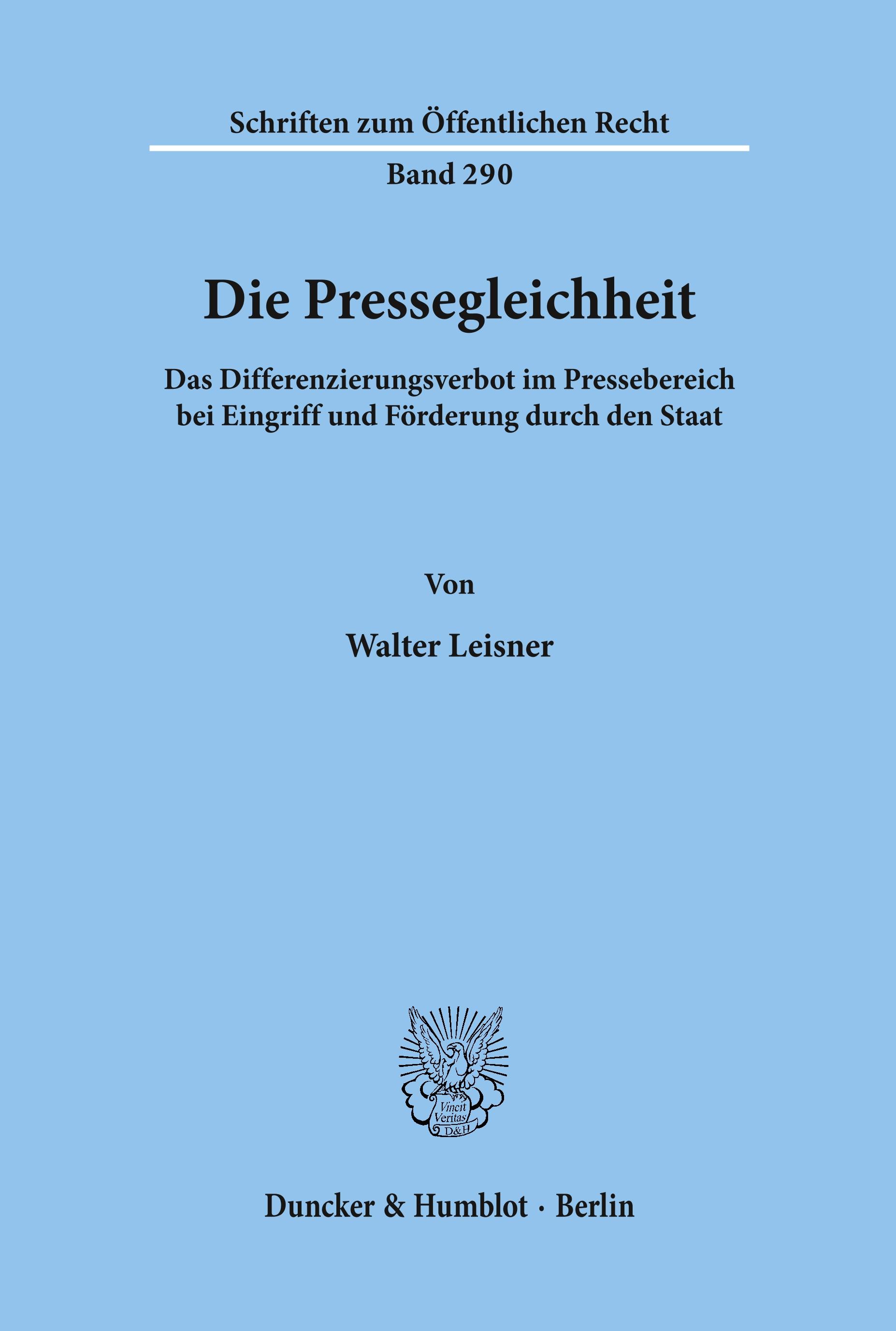 Vorderes Coverbild Die Pressegleichheit.