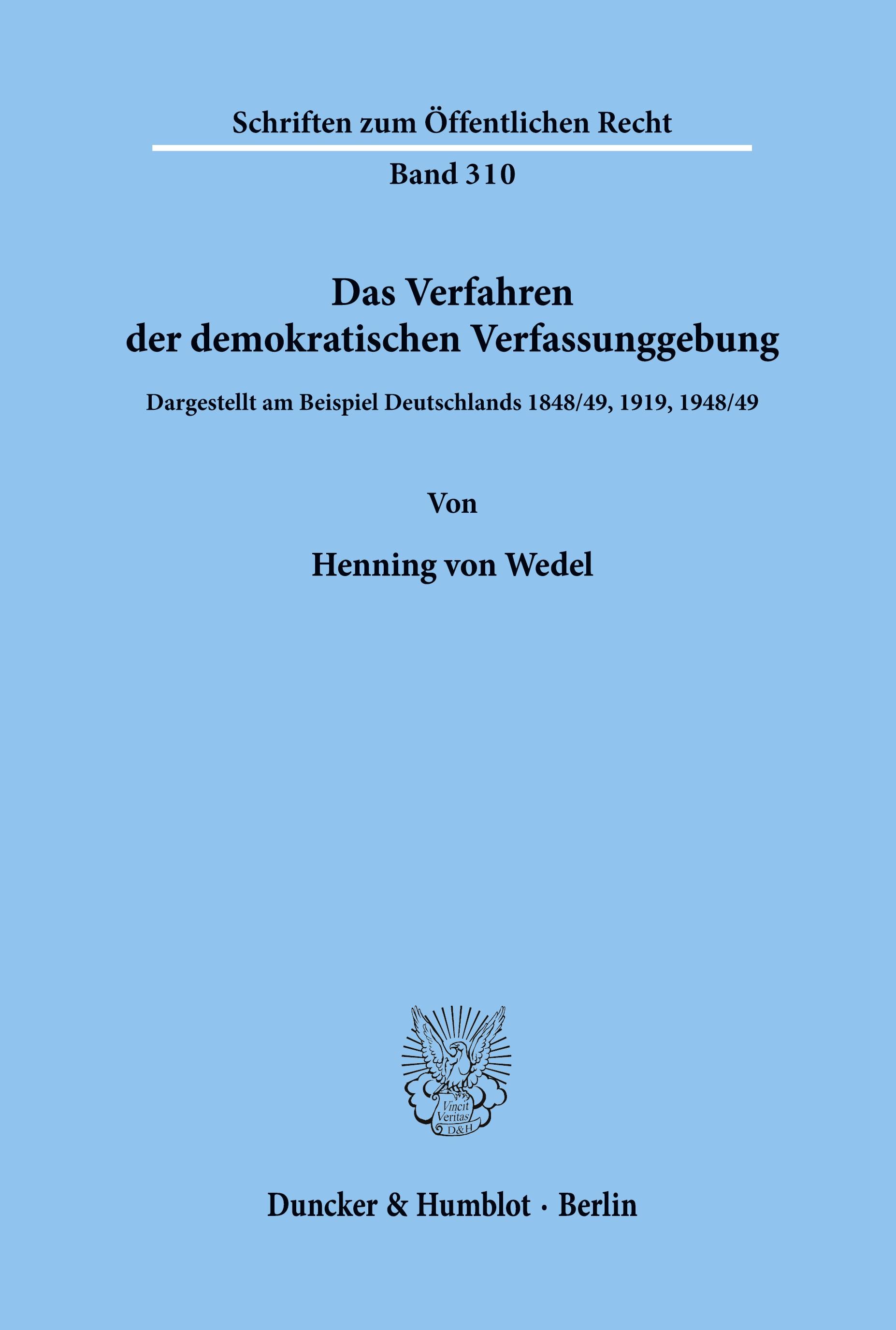 Vorderes Coverbild Das Verfahren der demokratischen Verfassunggebung.