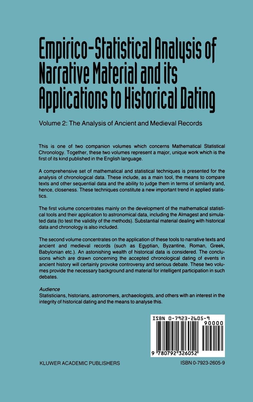 Rückseitencover Empirico-Statistical Analysis of Narrative Material and its Applications to Historical Dating