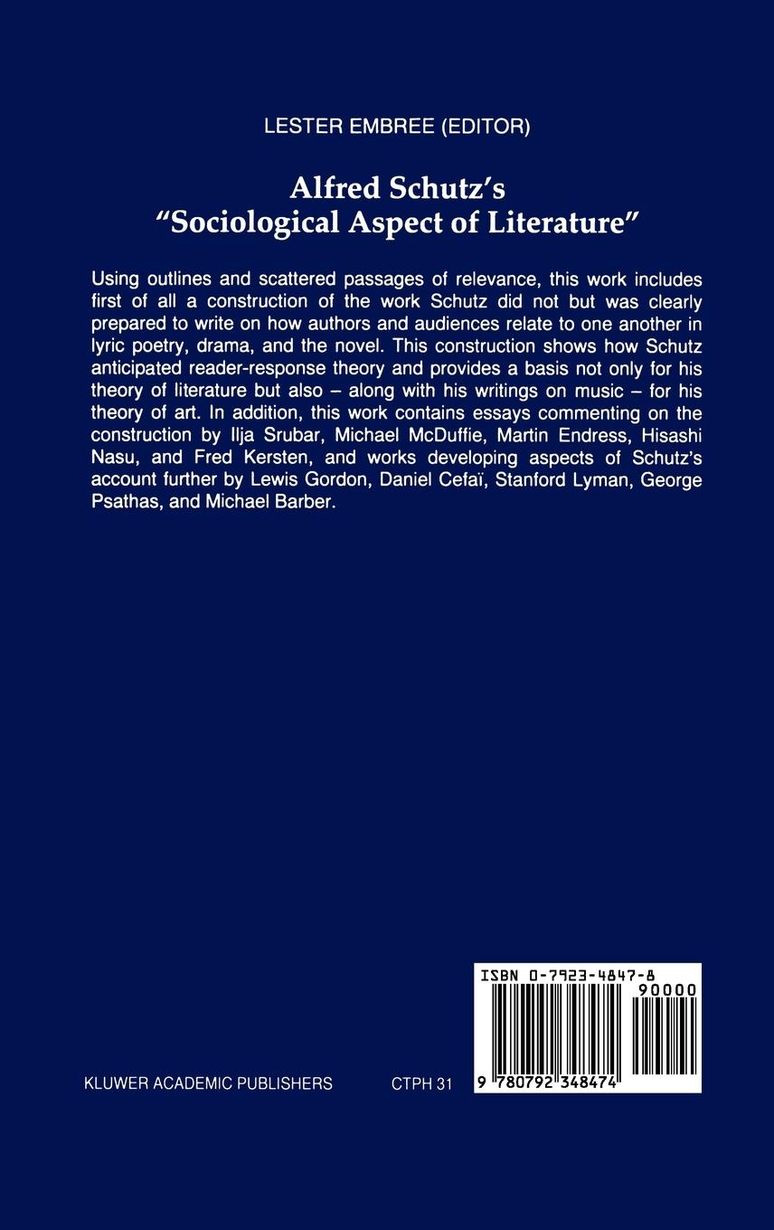 Rückseitencover Alfred Schutz's Sociological Aspect of Literature