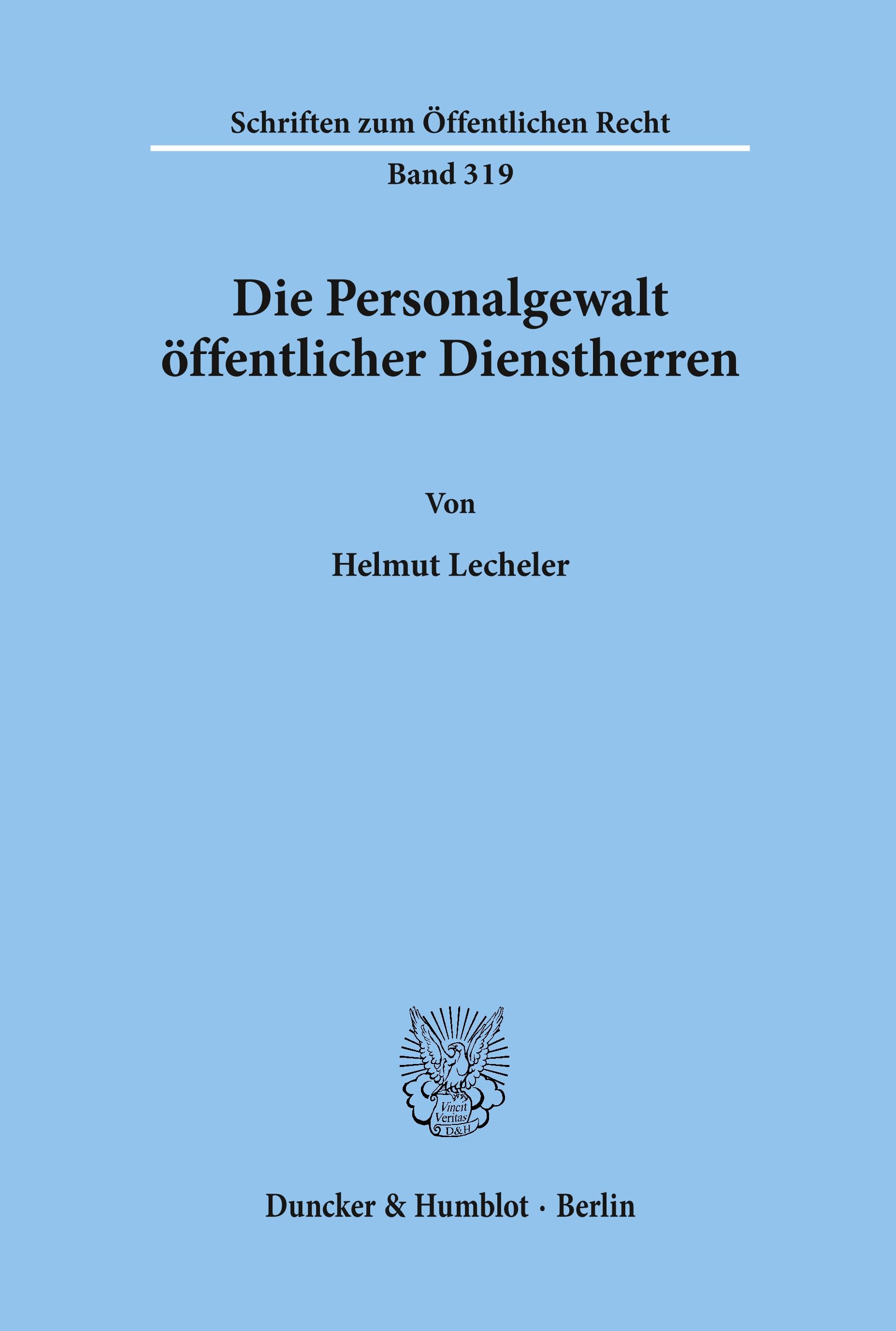 Vorderes Coverbild Die Personalgewalt öffentlicher Dienstherren.