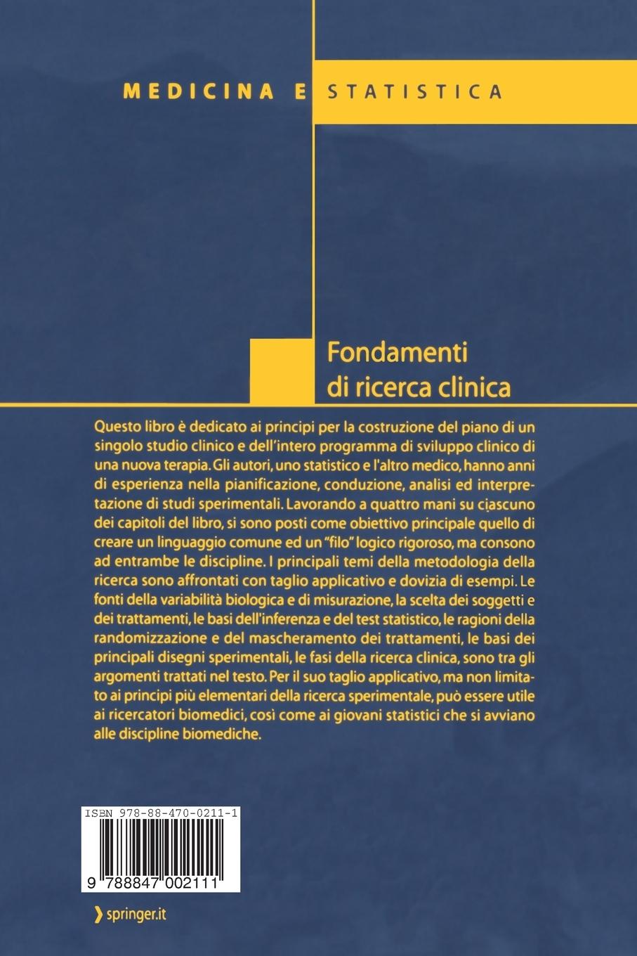 Rückseitencover Fondamenti di ricerca clinica