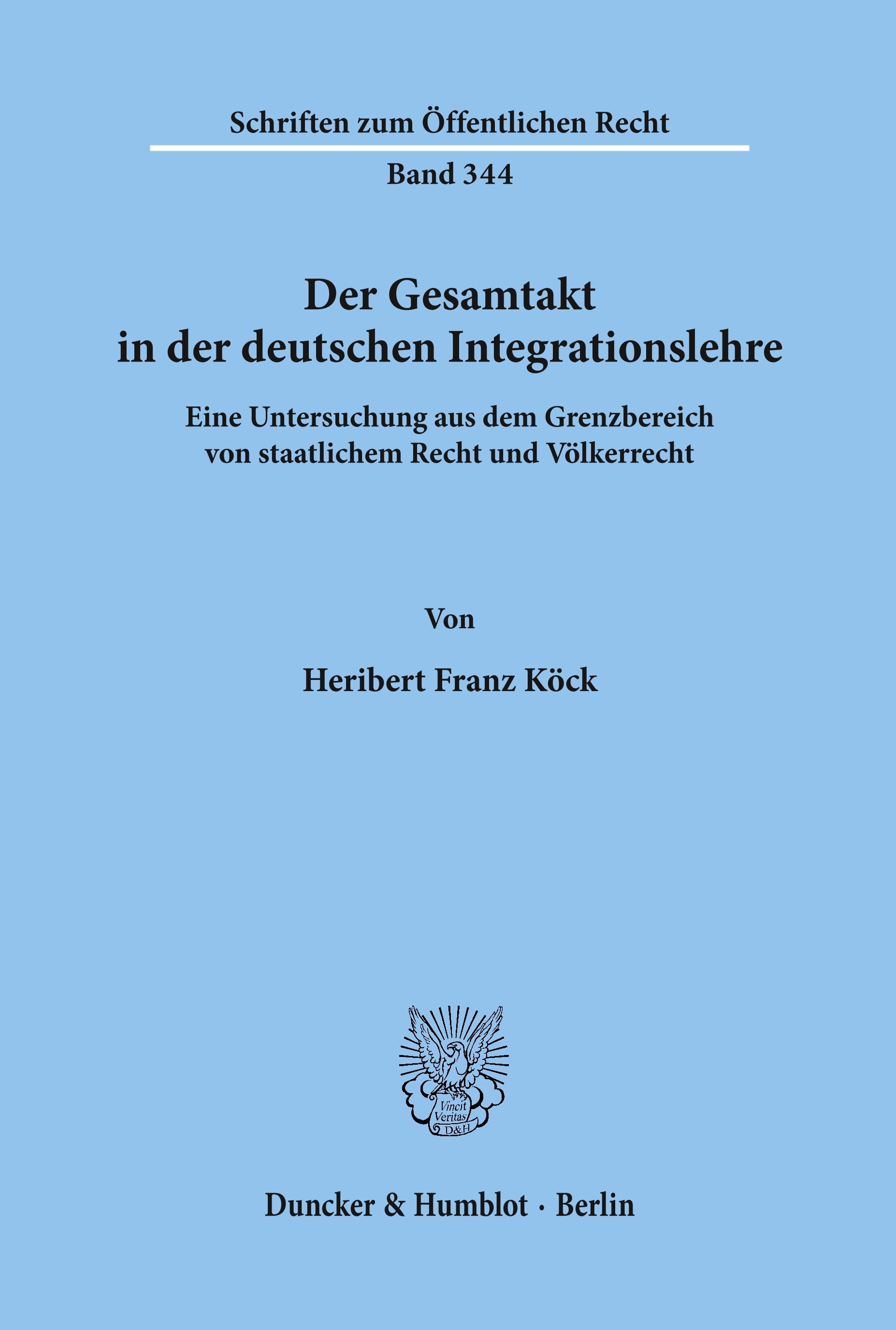 Vorderes Coverbild Der Gesamtakt in der deutschen Integrationslehre.