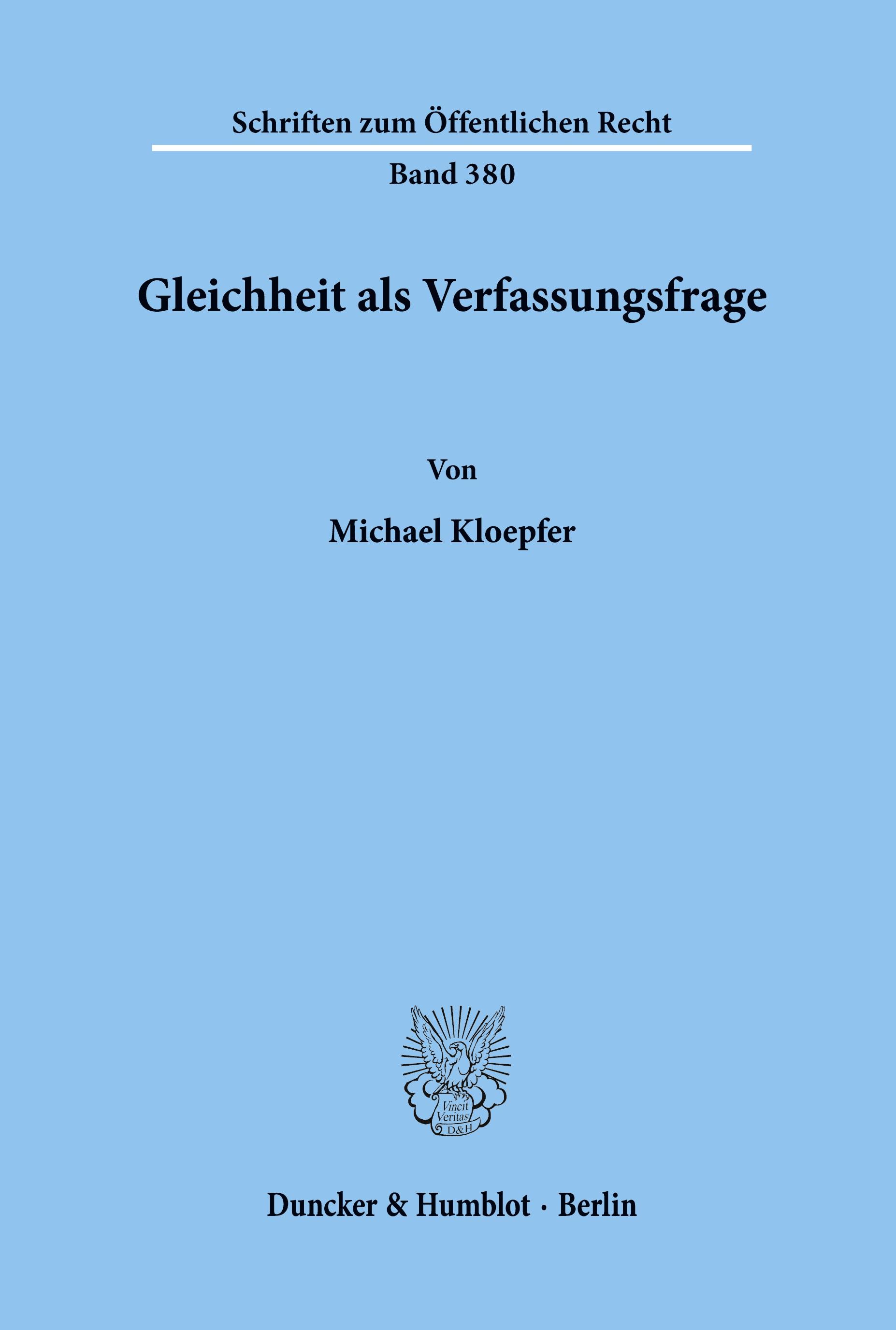 Vorderes Coverbild Gleichheit als Verfassungsfrage.