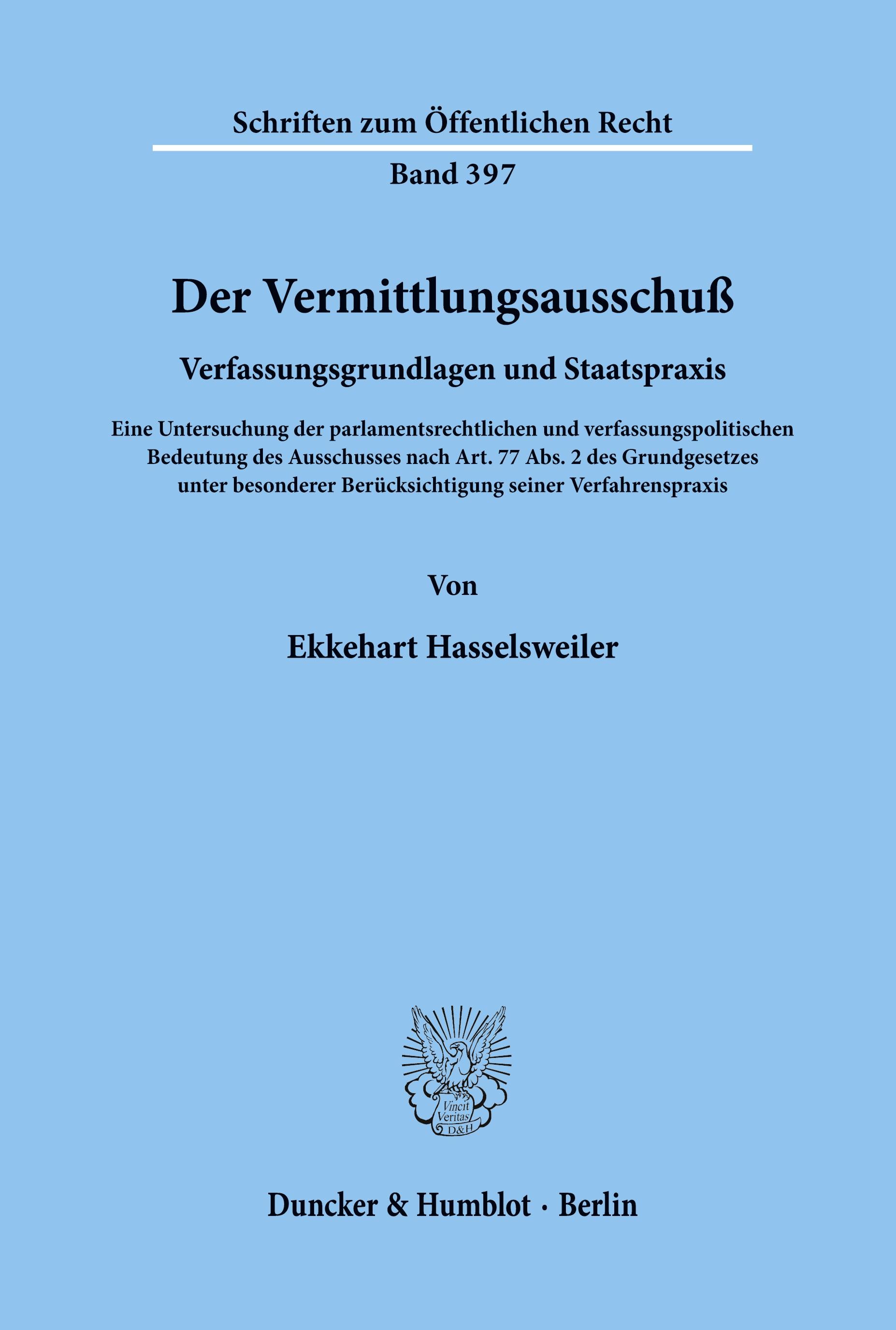 Vorderes Coverbild Der Vermittlungsausschuß.