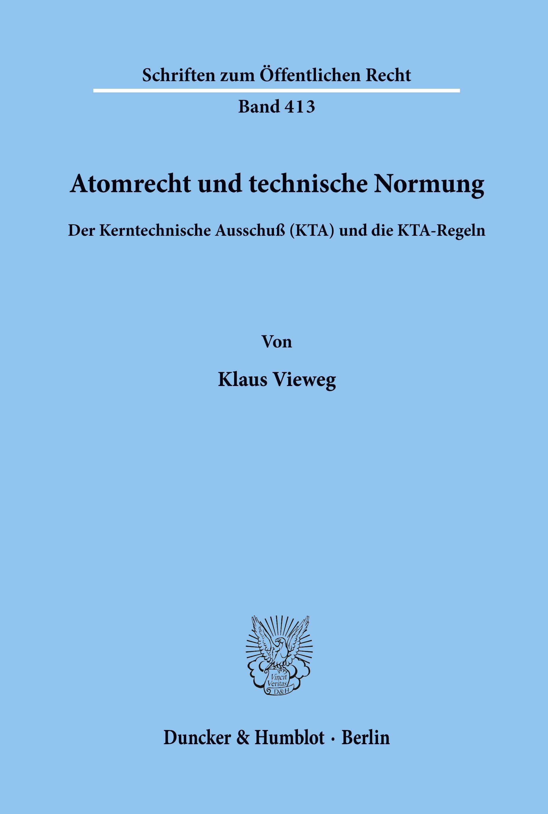 Vorderes Coverbild Atomrecht und technische Normung.