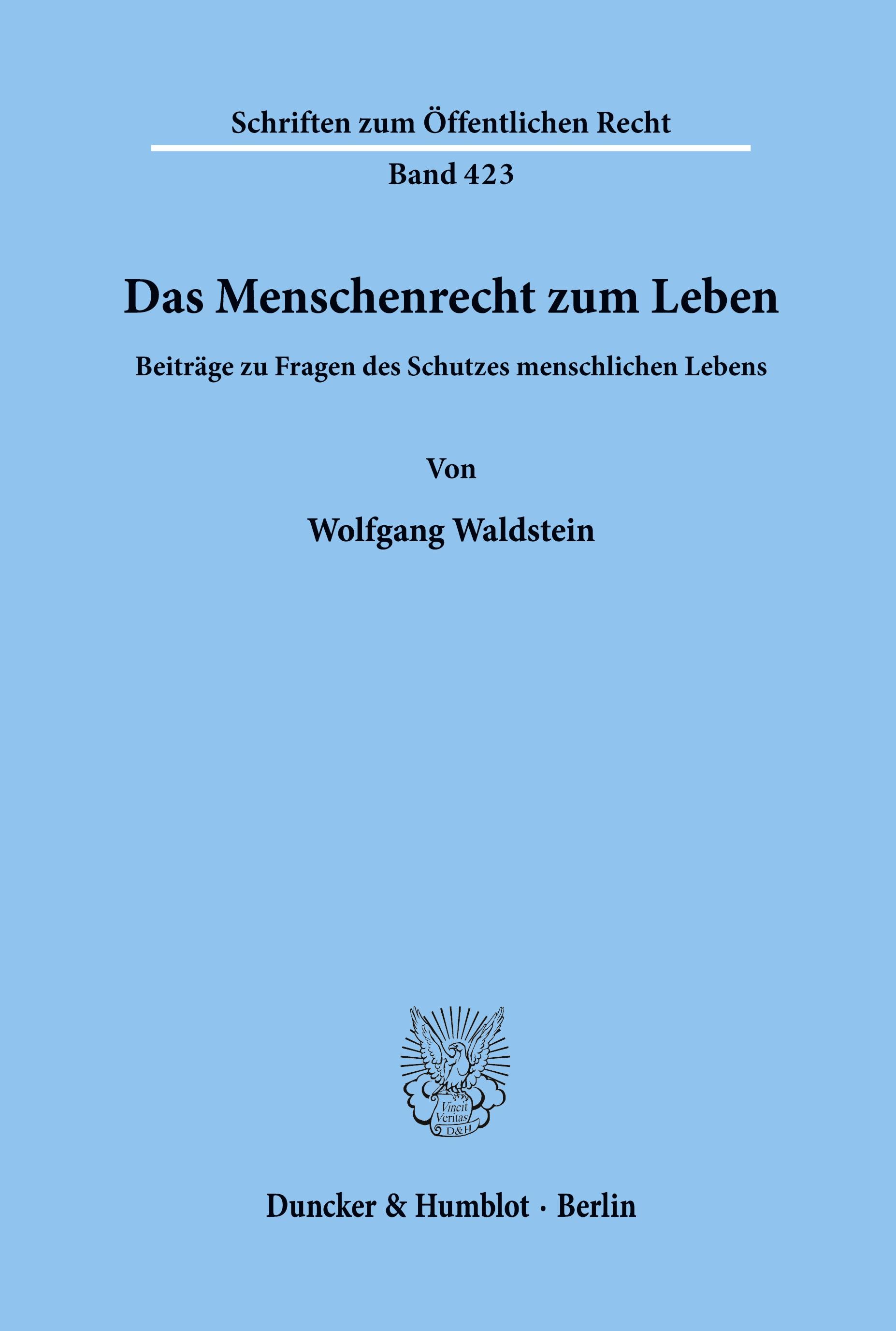 Vorderes Coverbild Das Menschenrecht zum Leben.